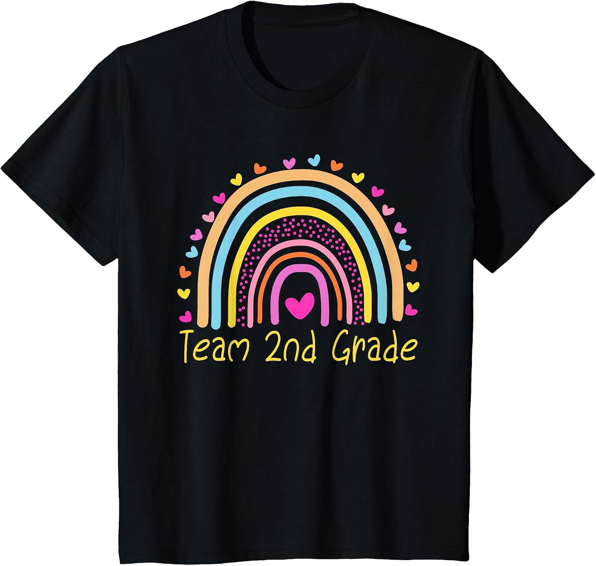 Second Team 2nd Grade Teacher Rainbow T-Shirt - Black