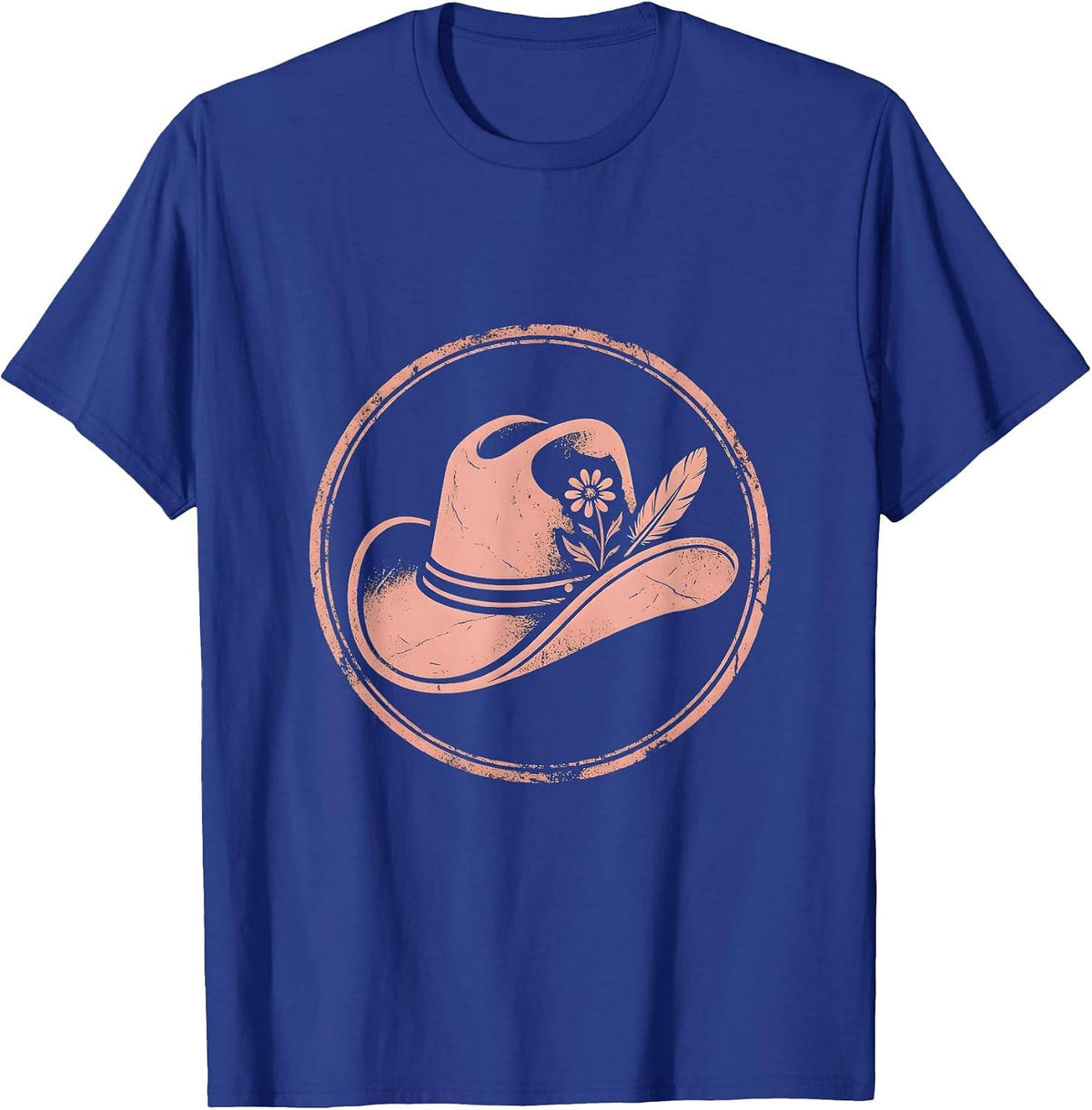 Floral Cowgirl Hat Western Boho Illustration T-Shirt - Royal Blue