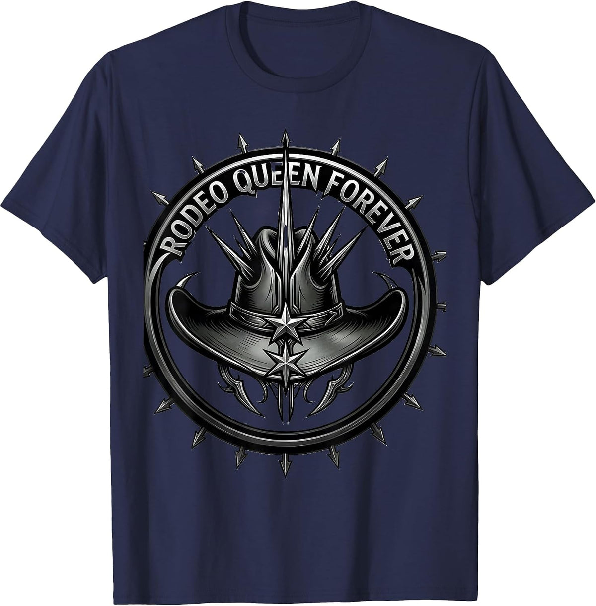 Men's Rodeo Queen Forever White Cowgirl Design T-Shirt - Navy Blue