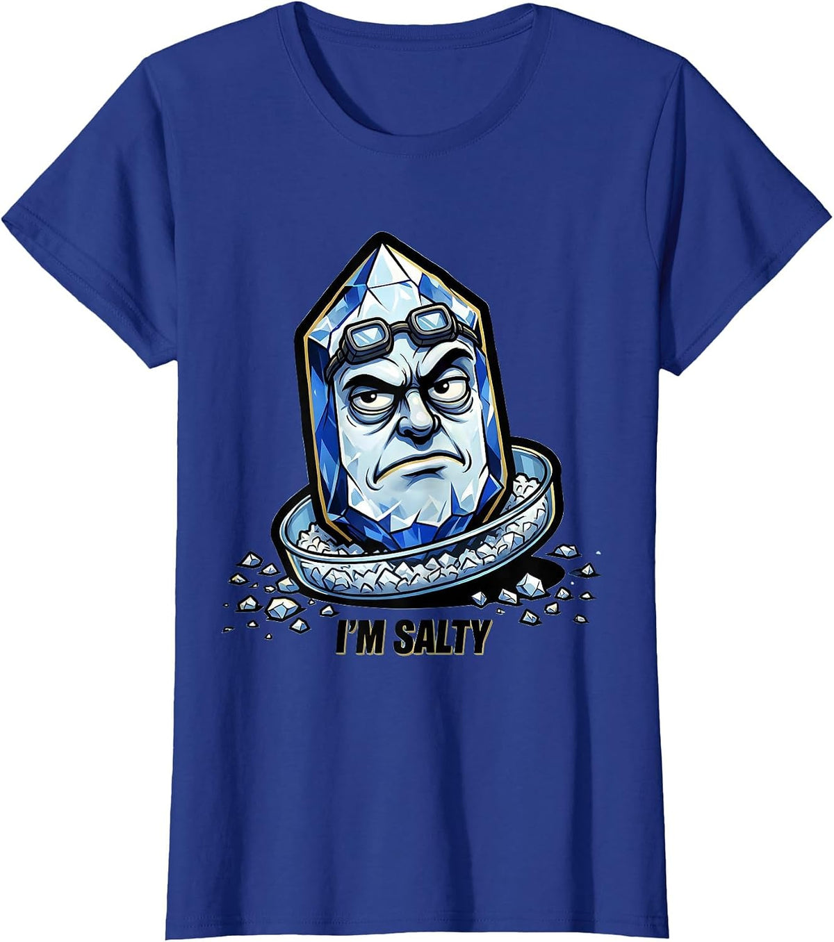 Women's I'm Salty Cartoon Chemistry Pun Humor Science Geek T-Shirt - Royal Blue