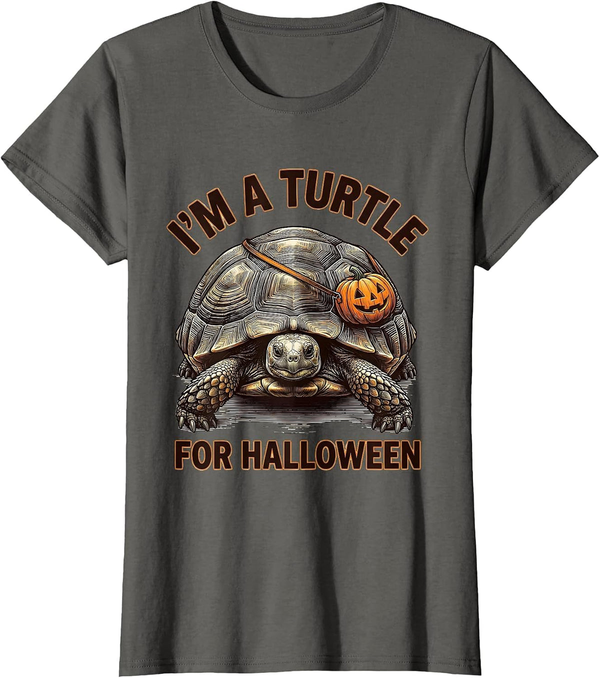 Women's I'm A Turtle For Halloween Funny Turtle Shell Costume Kids T-Shirt - Asphalt Grey