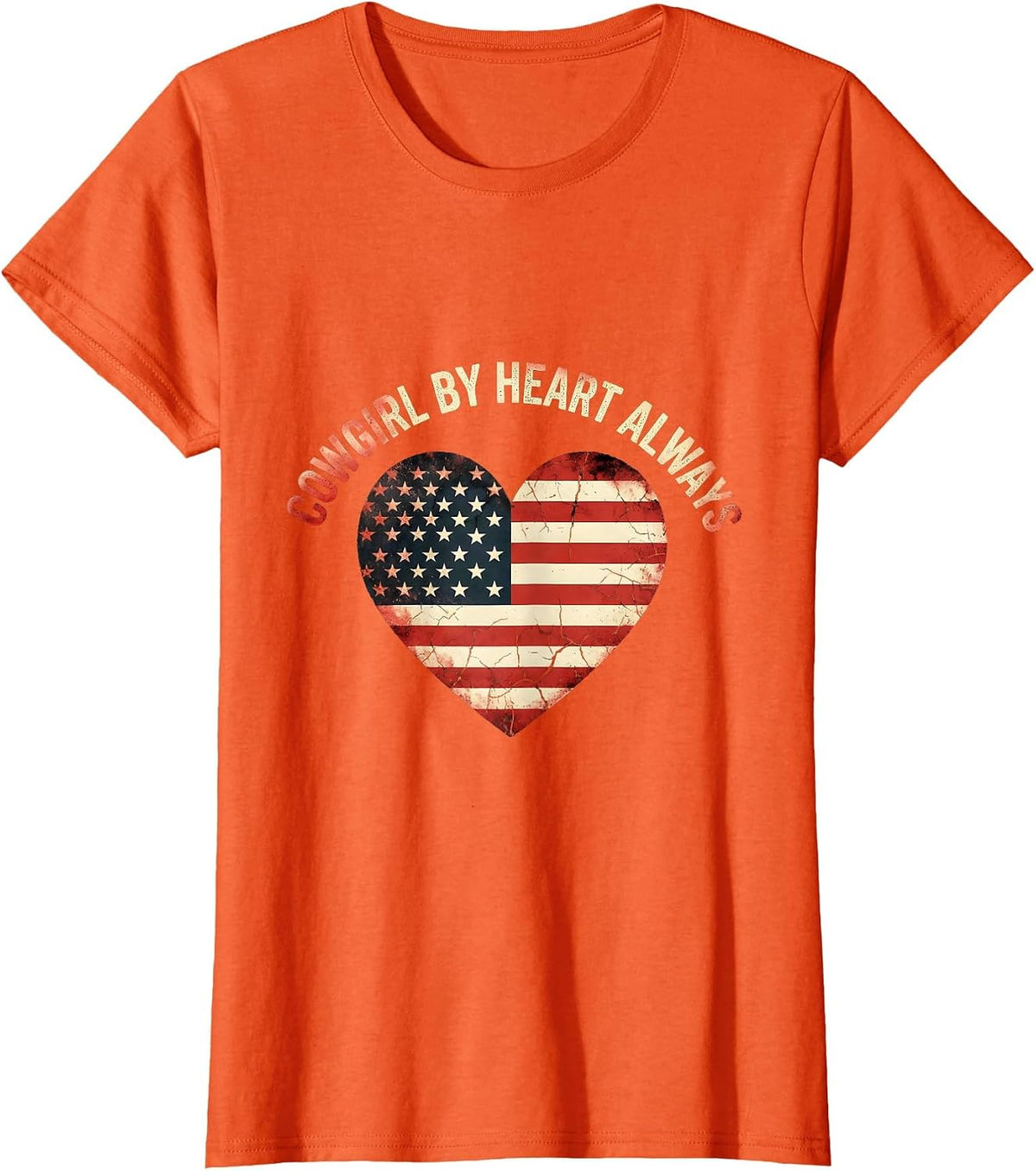 Cowgirl By Heart Always Rodeo Design T-Shirt - Orange