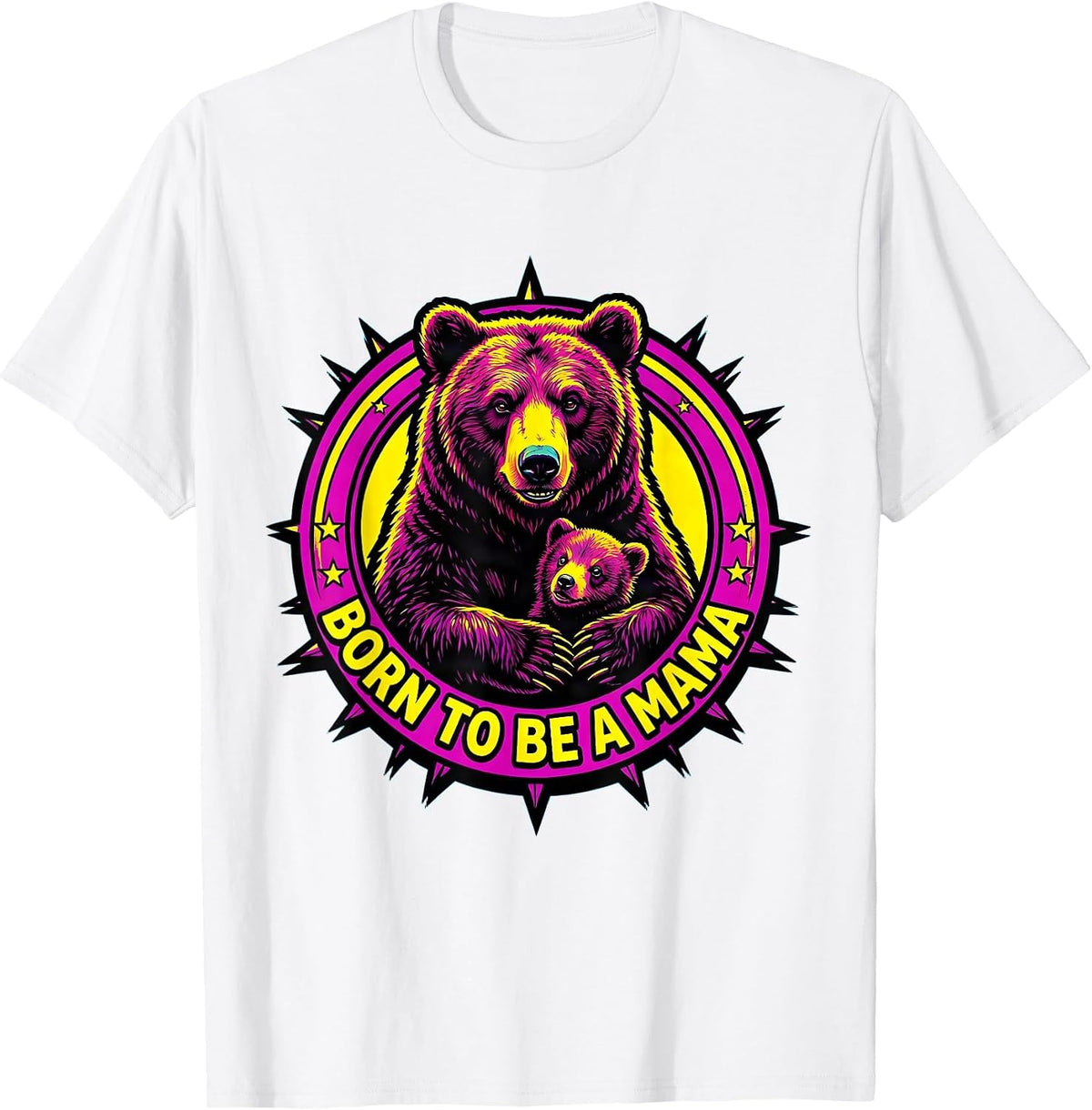 Men's Born to Be a Mama Motherhood Design T-Shirt - White