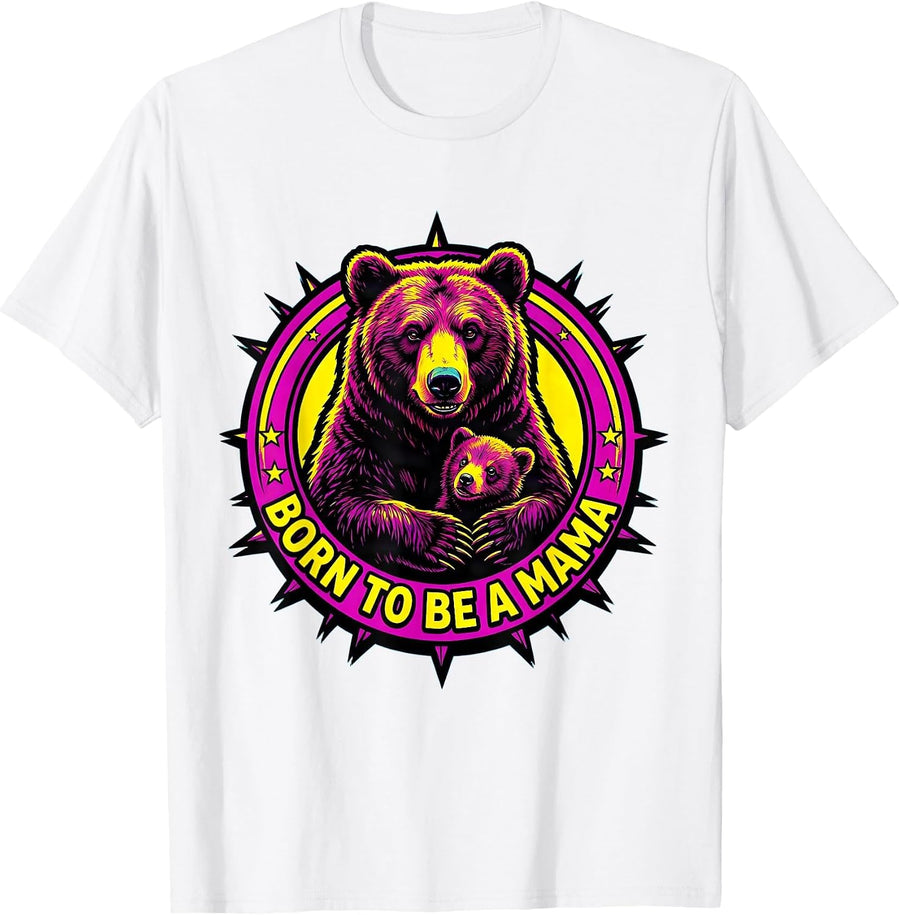 Men's Born to Be a Mama Motherhood Design T-Shirt - White