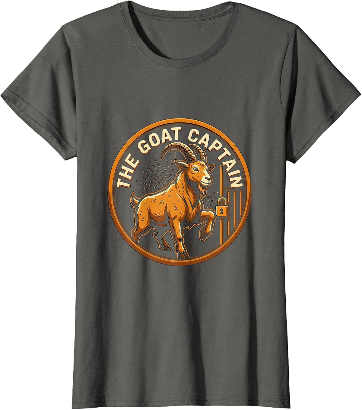 Women's The Goat Captain Funny Goat Owner Farmer Rancher Humor T-Shirt - Asphalt Grey