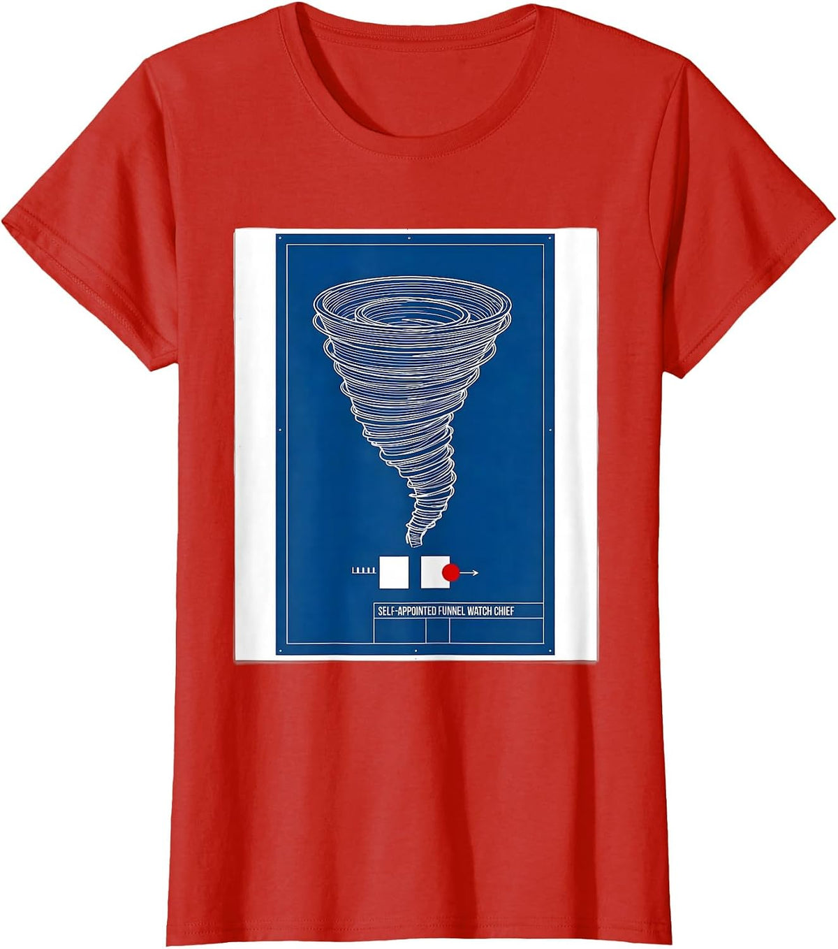 Self-Appointed Funnel Watch Chief Technical Blueprint Storm T-Shirt - Red