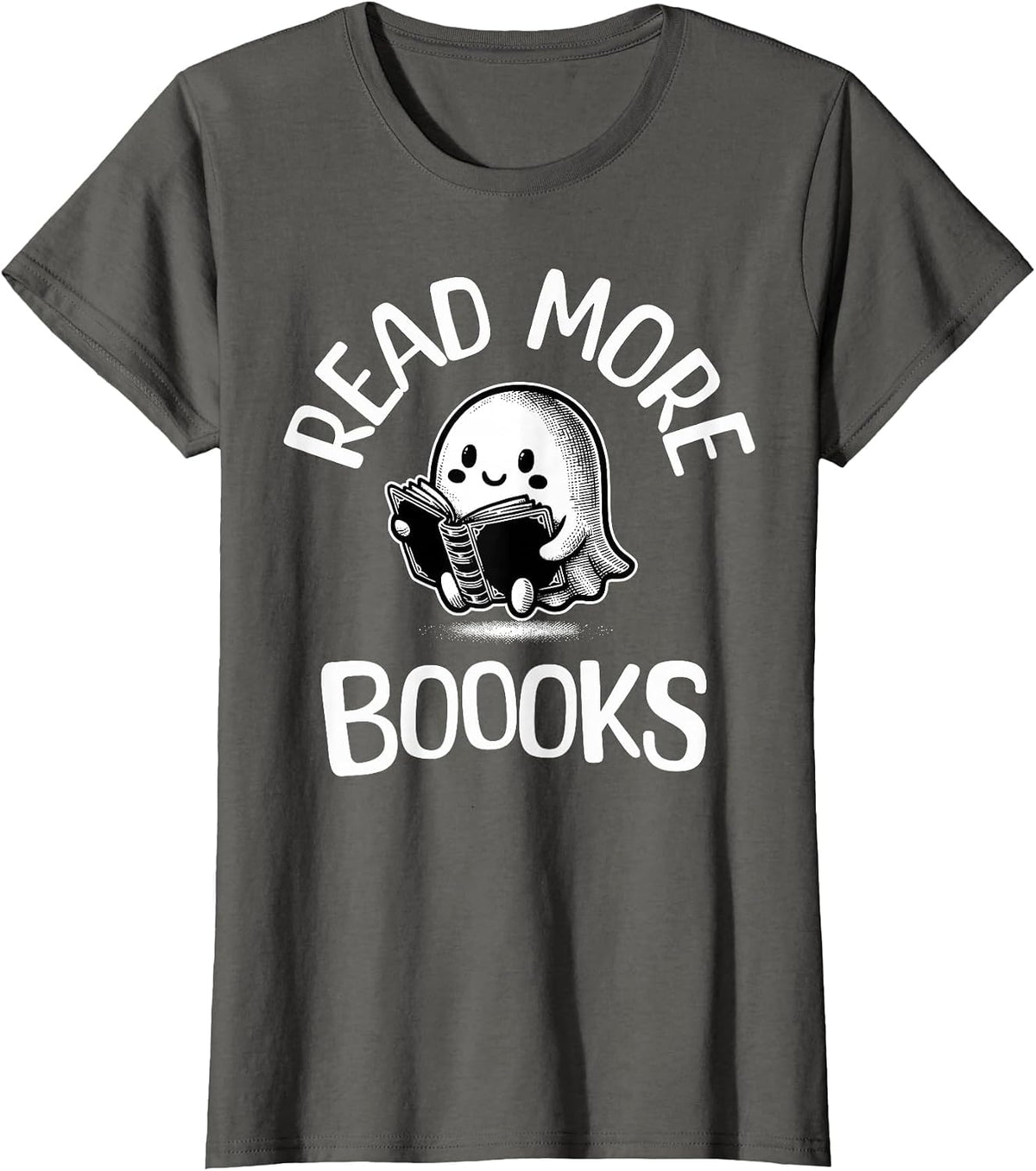 Vintage Halloween Teacher Women Reading Read More Books T-Shirt - Asphalt Grey