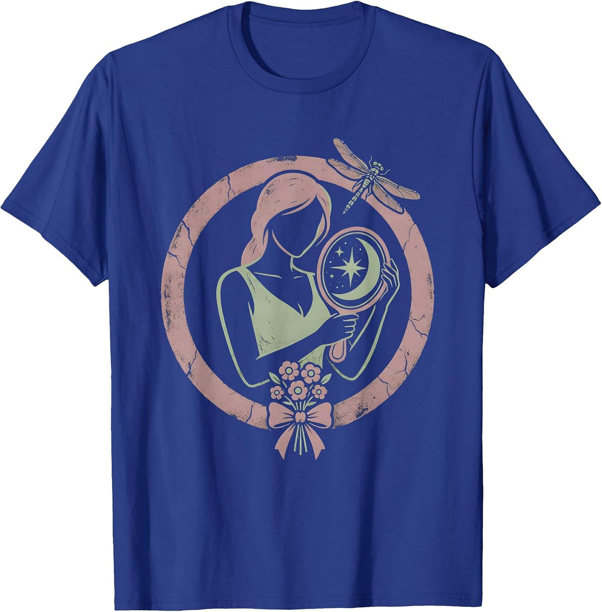 Men's Cosmic Reflection Galaxy Mirror Art Design T-Shirt - Royal Blue