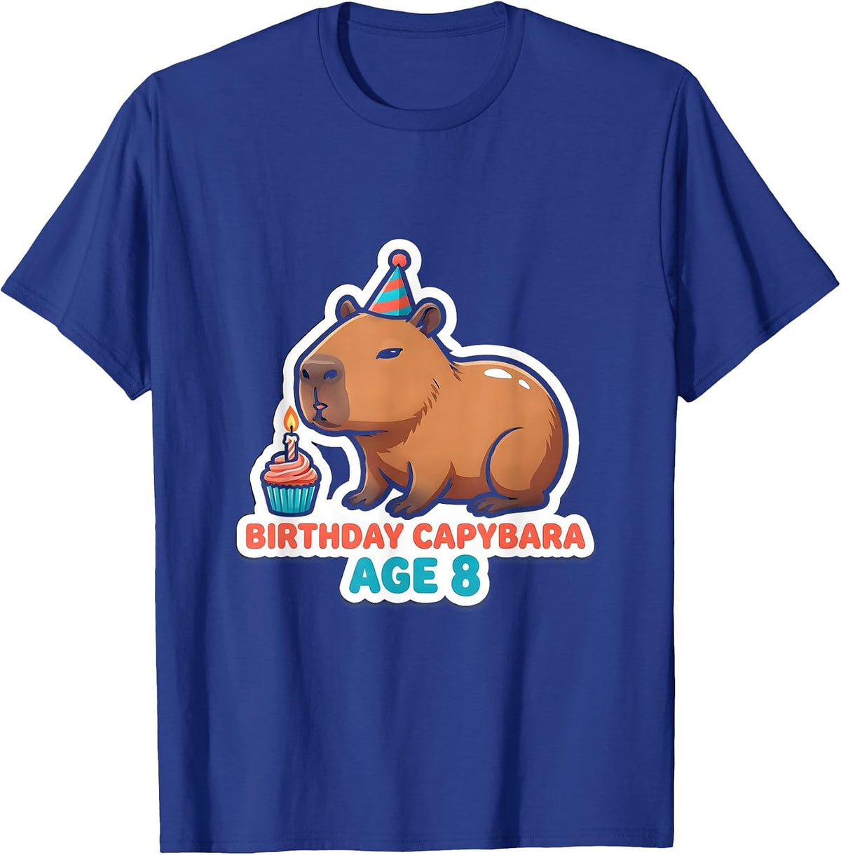 Birthday Capybara Age 8 Funny Capybara Meme Animal Lover T-Shirt - Royal Blue