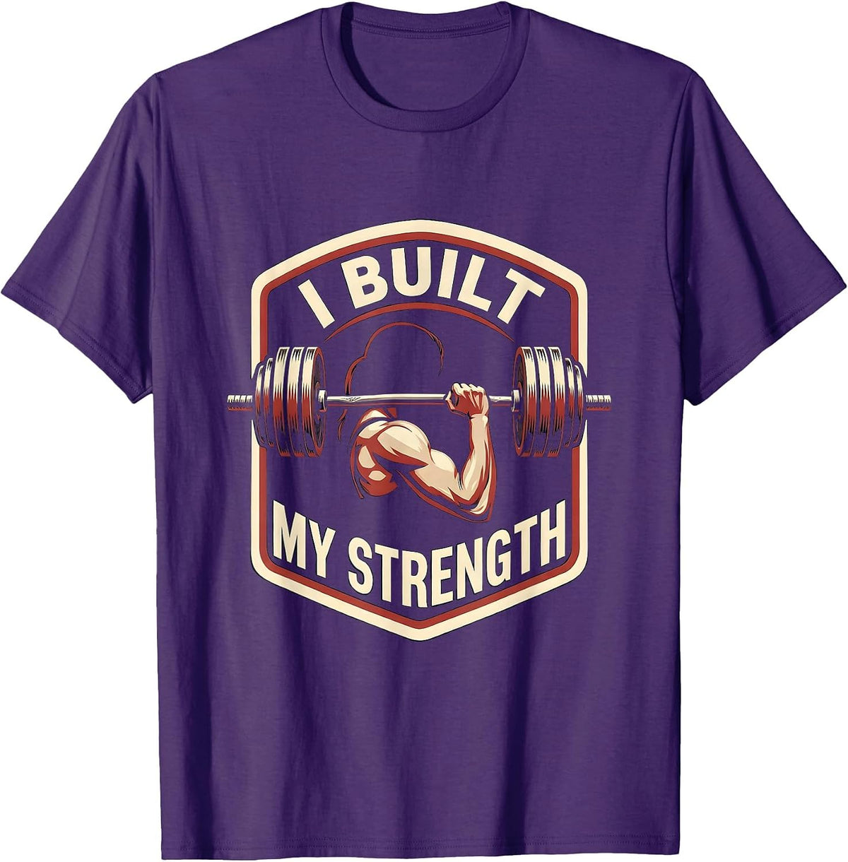 I Built My Strength Gym Muscle Empowerment Graphic T-Shirt - Purple