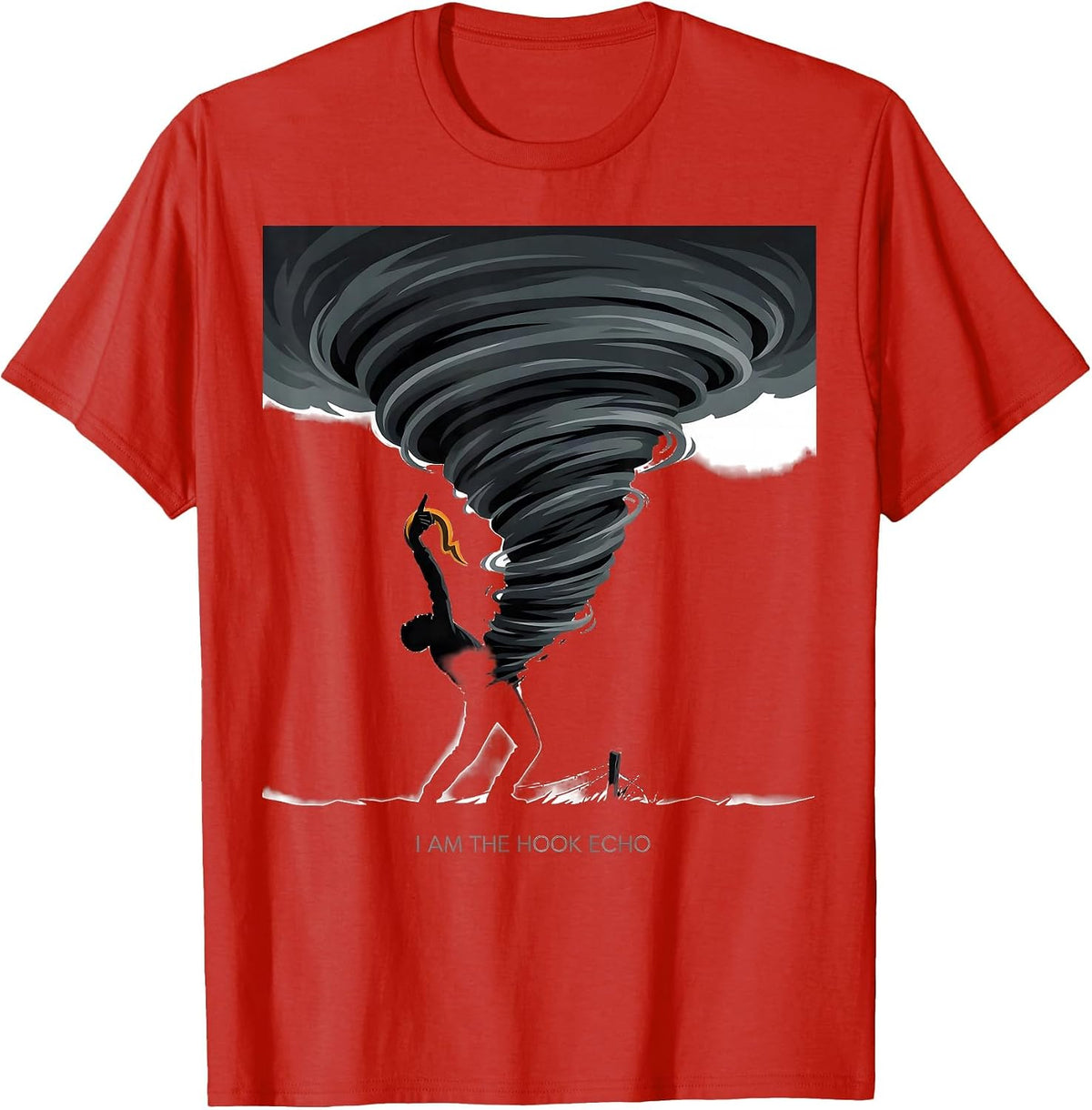 Men's I Am The Hook Echo Editorial Conceptual Storm Chaser T-Shirt - Red