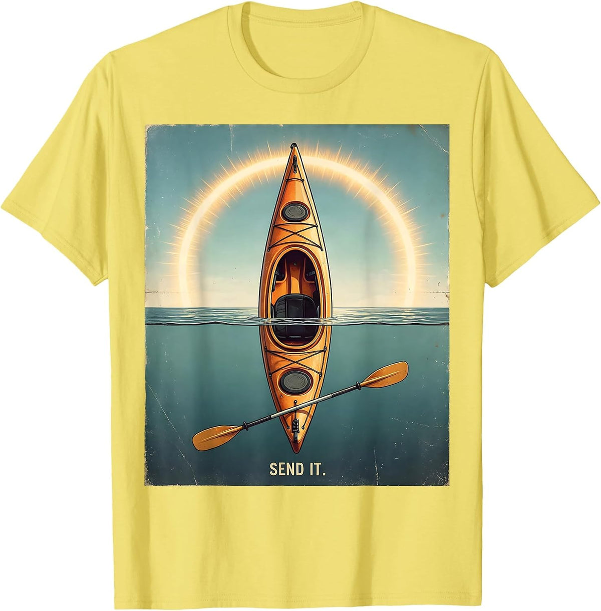 Men's Kayak Hull Vintage Kayak Lover Kayaking Gift T-Shirt - Lemon Yellow