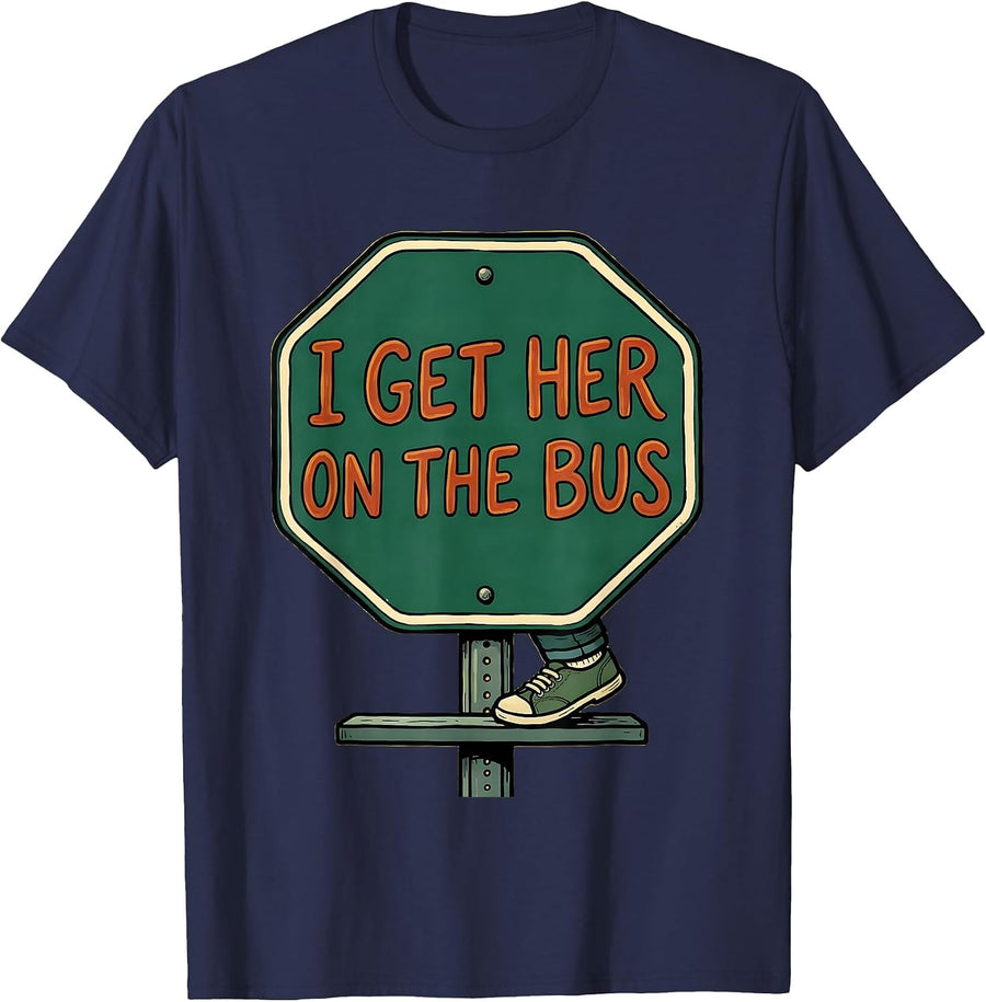 I Get Her On The Bus Funny Paraprofessional Paraeducator T-Shirt - Navy Blue