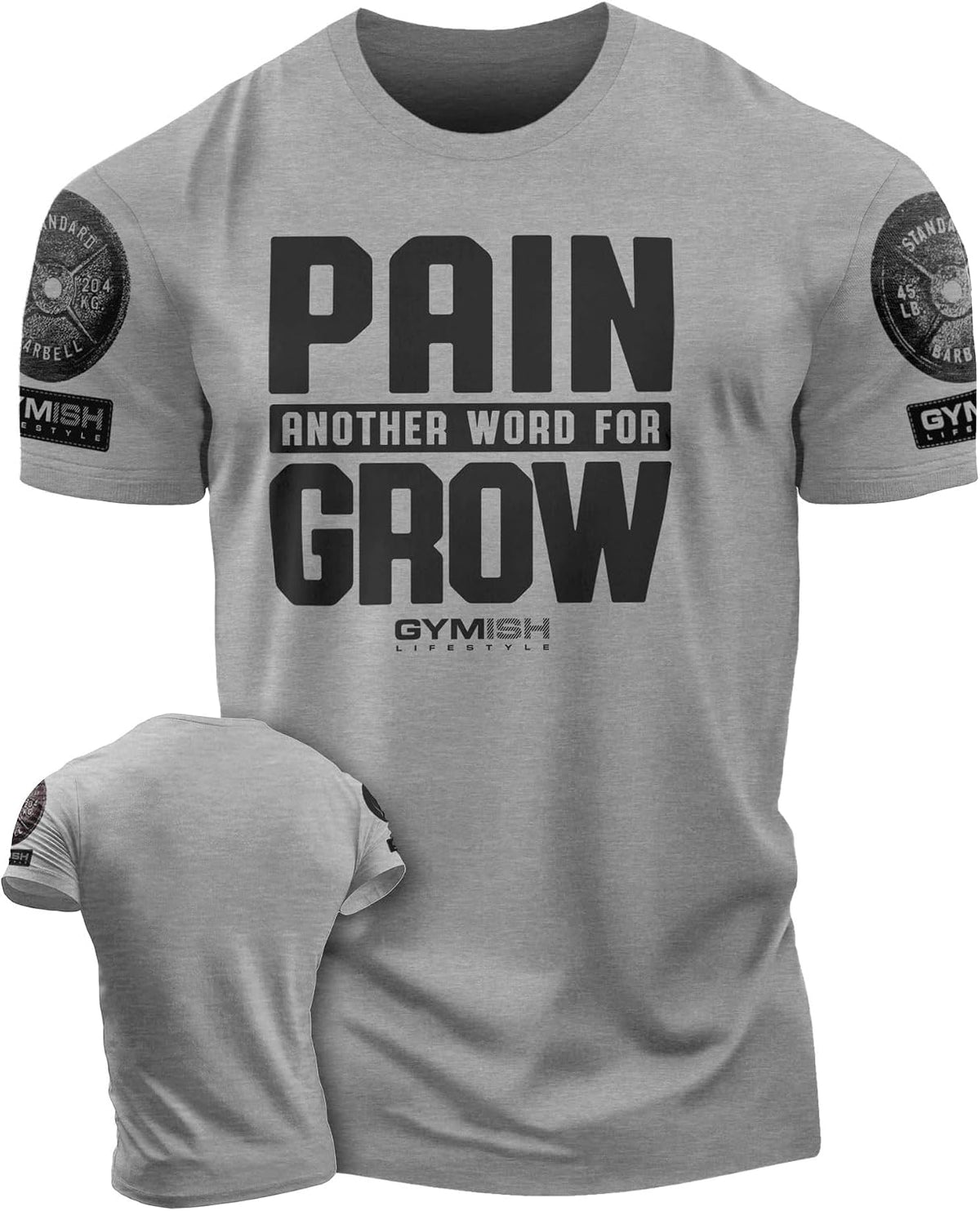 Men’s Pain for Grow Gym T-Shirt, Fitness Training T-Shirt for Bodybuilding & Workouts - 2. Pain for Grow Grey Branded