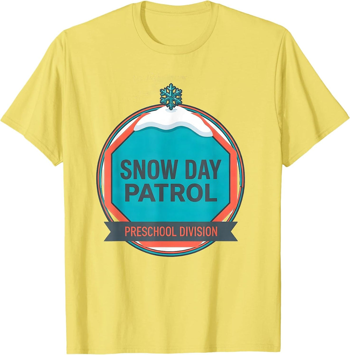 Men's Snow Day Patrol Preschool Division Funny Teacher Christmas T-Shirt - Lemon Yellow