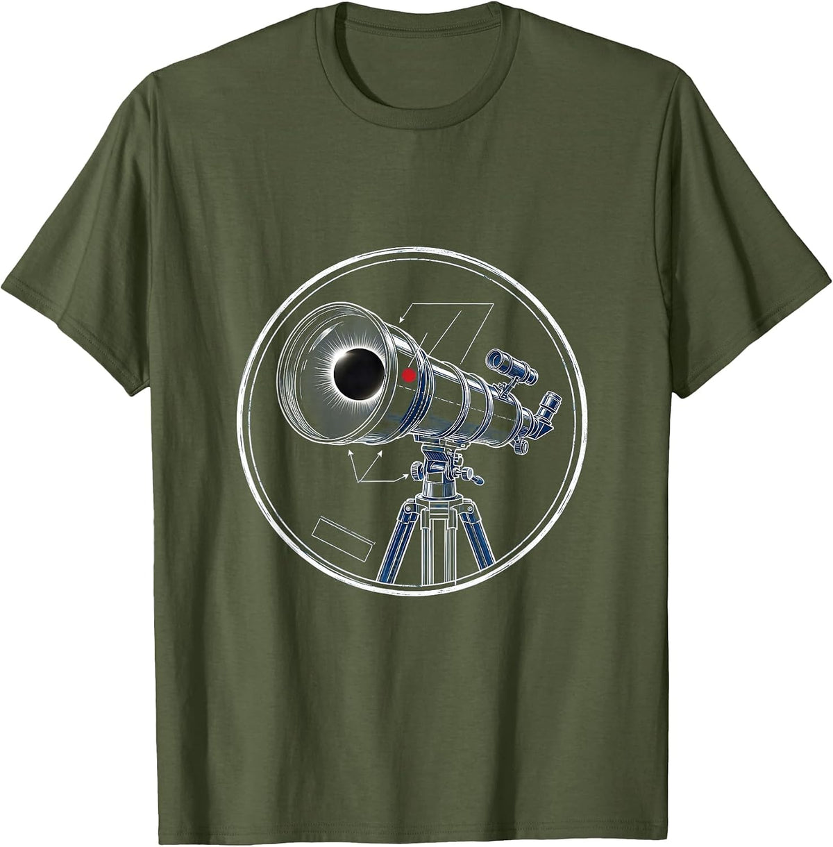 Men's Solar Eclipse Telescope Science Teacher Gift T-Shirt - Olive Green