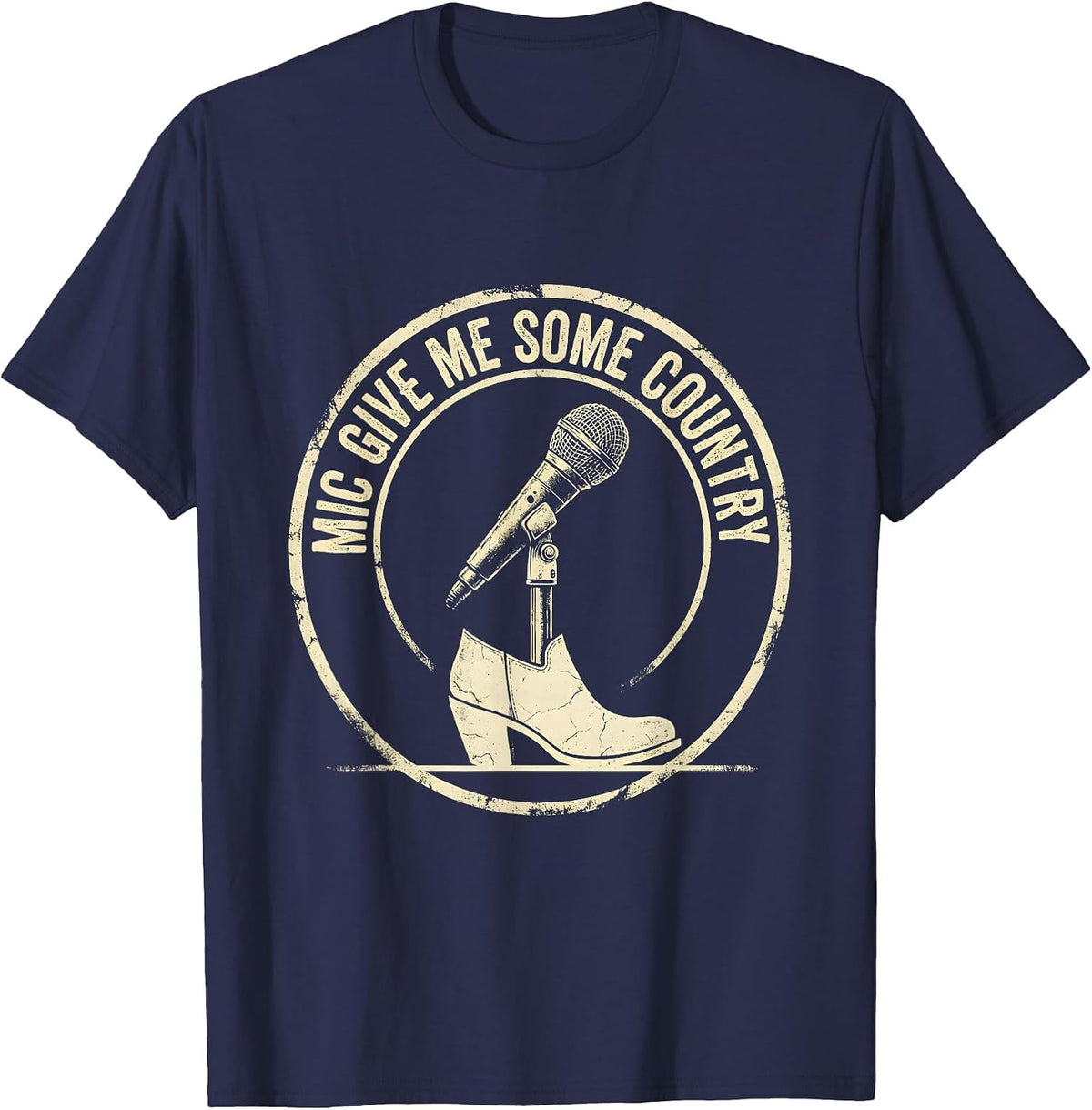 Mic, Give Me Some Country Boho Western Mono Southern Pride T-Shirt - Navy Blue