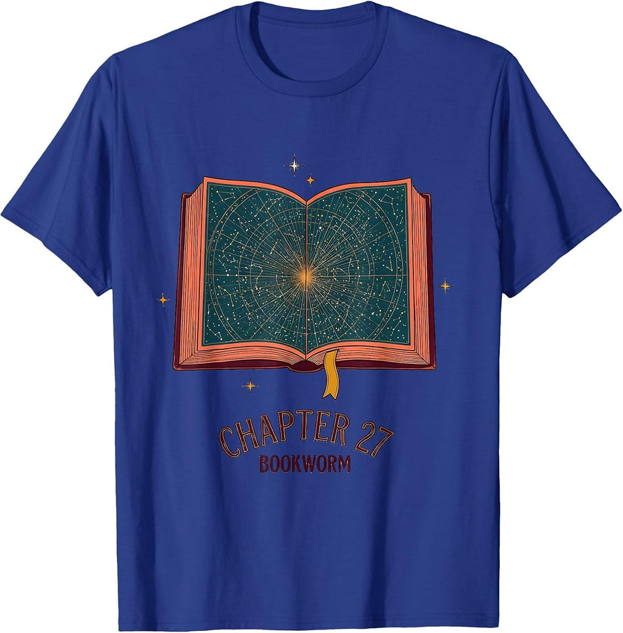 Chapter 27 Bookworm Birthday Book Lover Milestone T-Shirt - Royal Blue