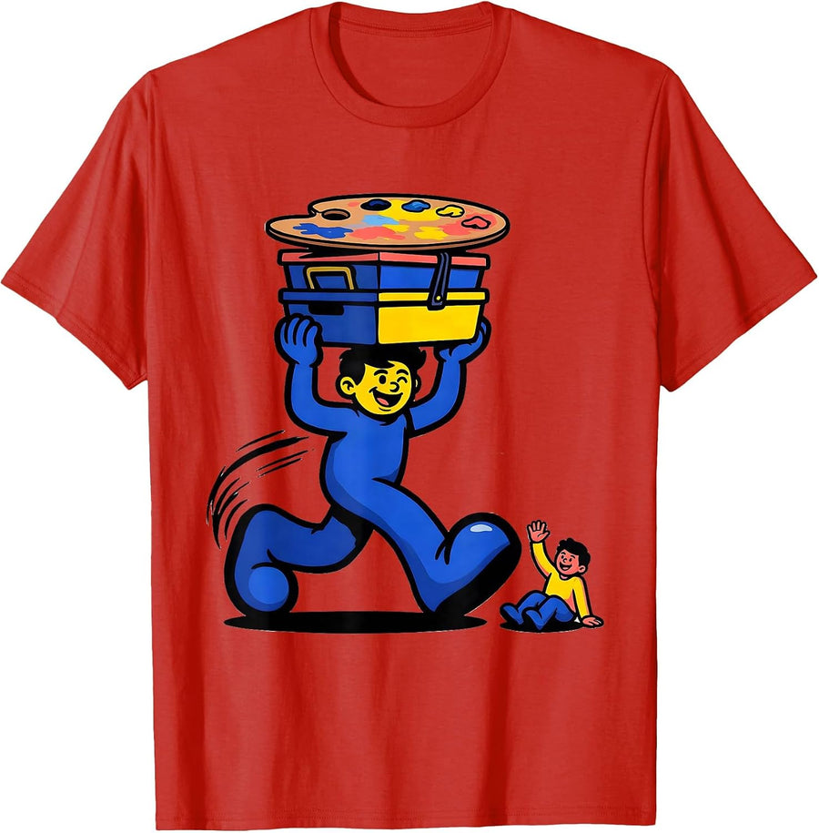 Men's Bouncy Art Caddy Paraeducator Support Staff Humor T-Shirt - Red