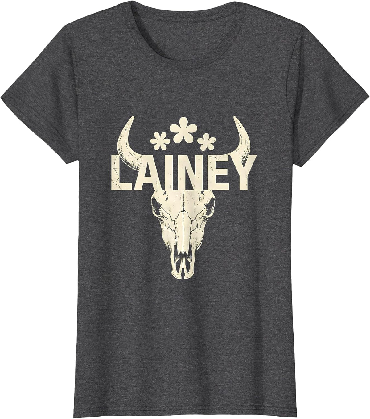 Women's Lainey Boho Western Cowgirl Gift for Girls First Name T-Shirt - Dark Heather Grey