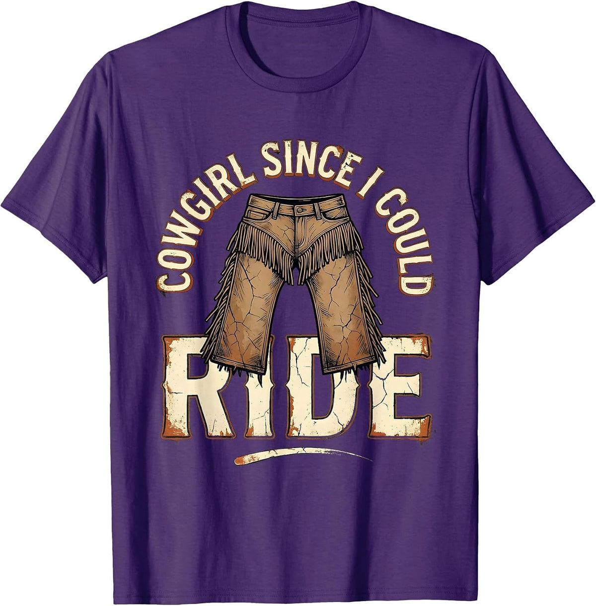 Cowgirl Since I Could Ride Distressed Vintage Western Rodeo T-Shirt - Purple