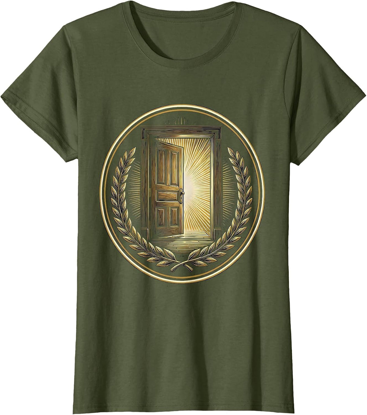 Women's School Counselor Open Door Light Illustration T-Shirt - Olive Green