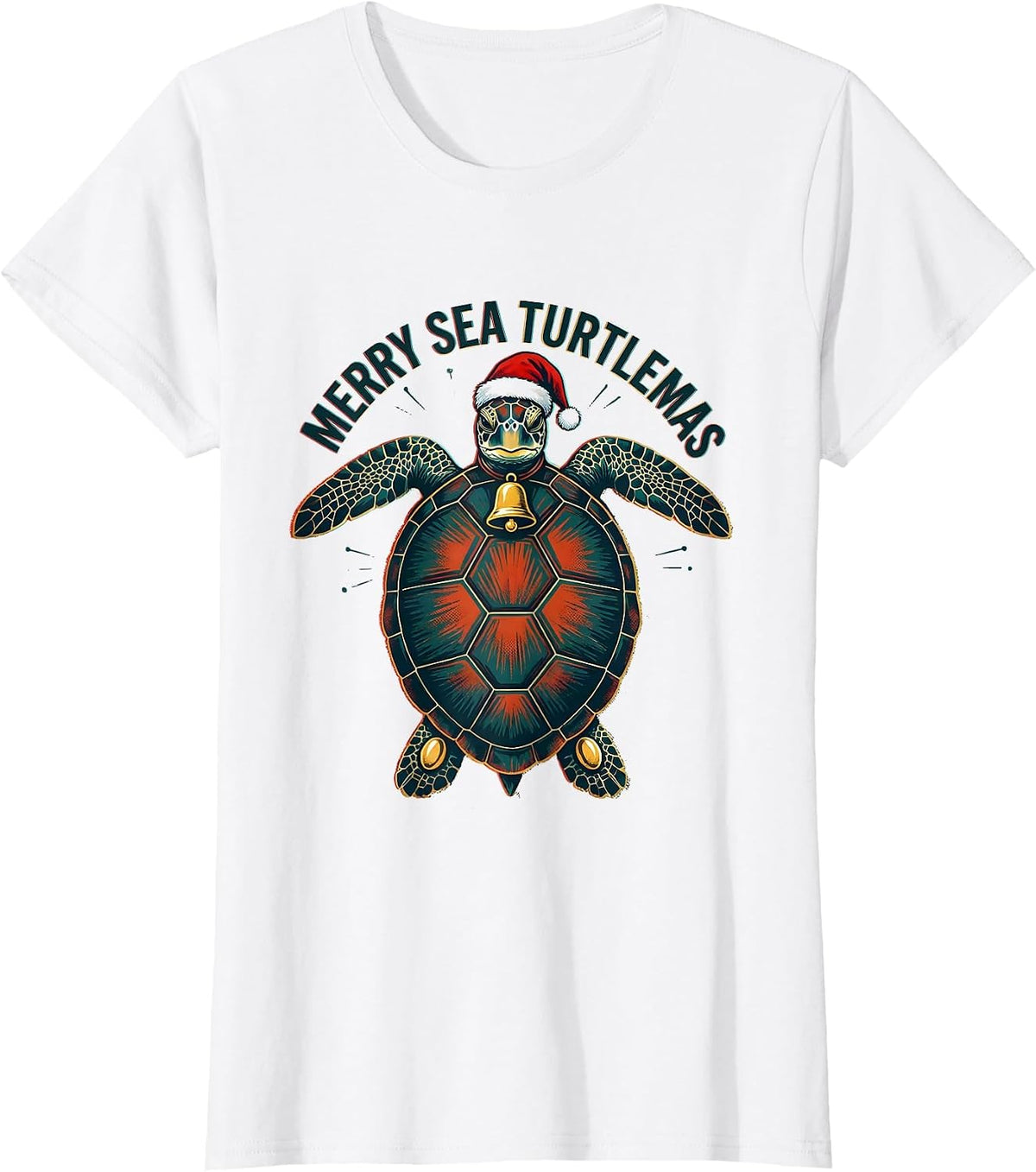 Merry Sea Turtlemas Whimsical Sea Turtle Lover Christmas T-Shirt - White