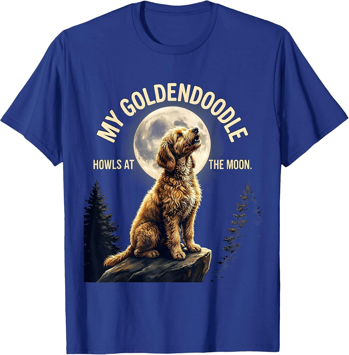 My Goldendoodle Howls at the Moon Retro Dog Owner Breed T-Shirt - Royal Blue