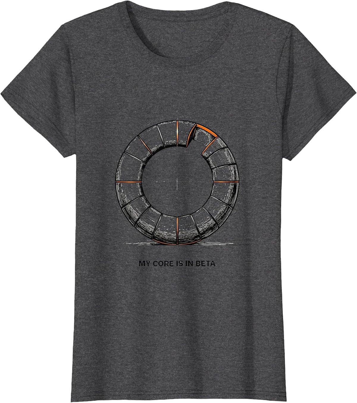 Women's My Core Is In Beta Funny Gym Workout Weightlifting Humor T-Shirt - Dark Heather Grey