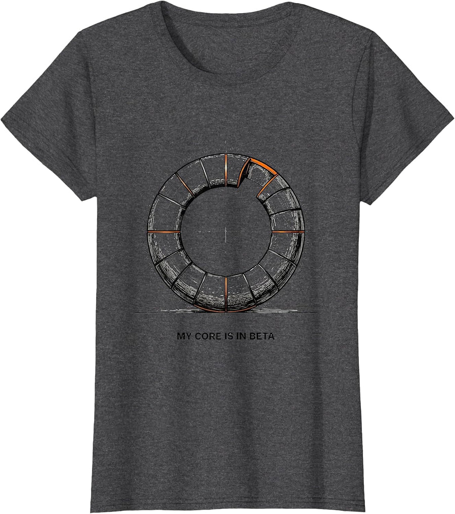 Women's My Core Is In Beta Funny Gym Workout Weightlifting Humor T-Shirt - Dark Heather Grey