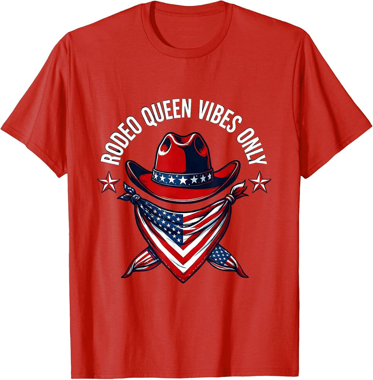 Men's Rodeo Queen Vibes Only Pink Cowgirl Design T-Shirt - Red