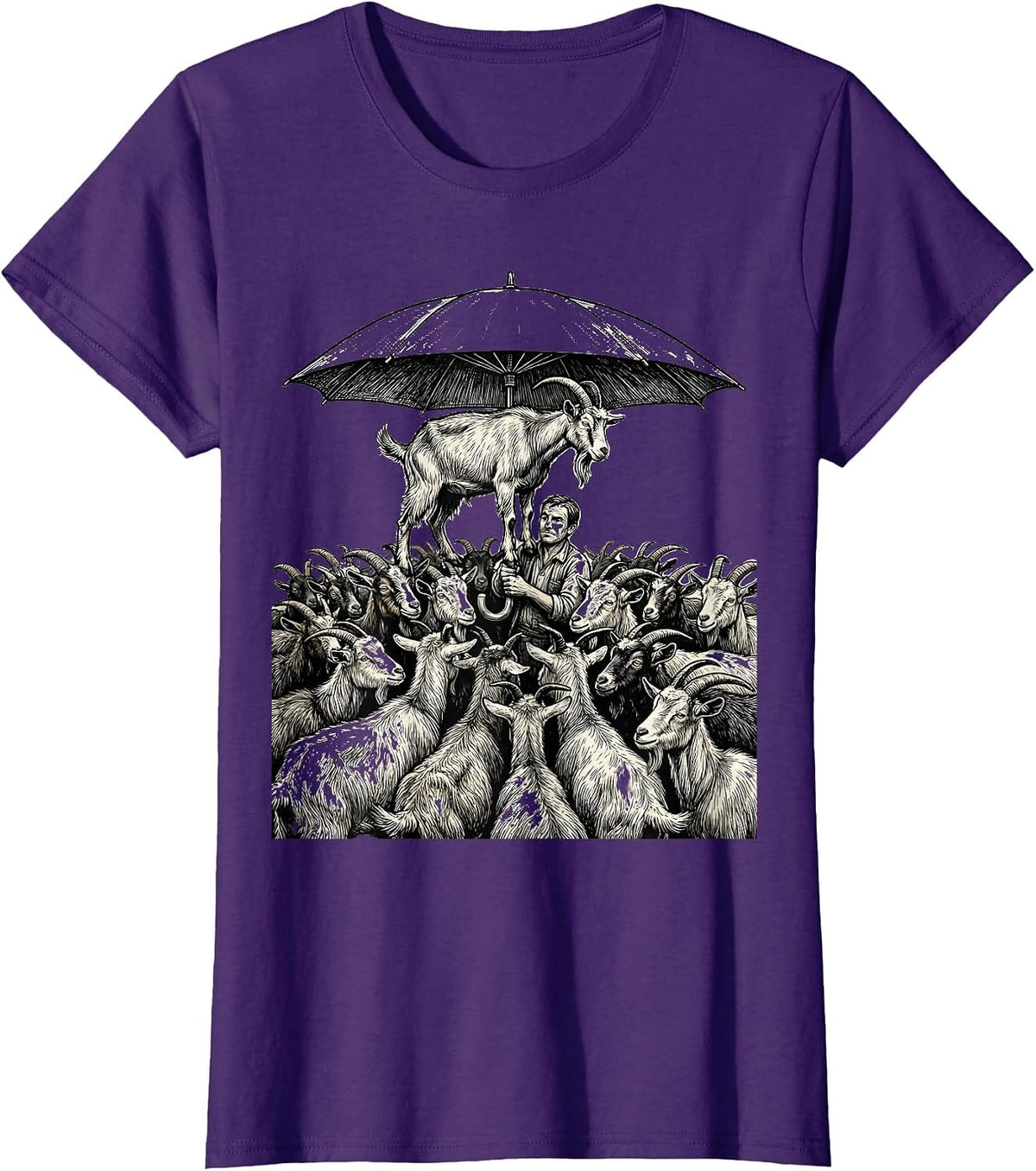 Women's Umbrella Keeper Farm Goat Humor Animal Lover Gift T-Shirt - Purple