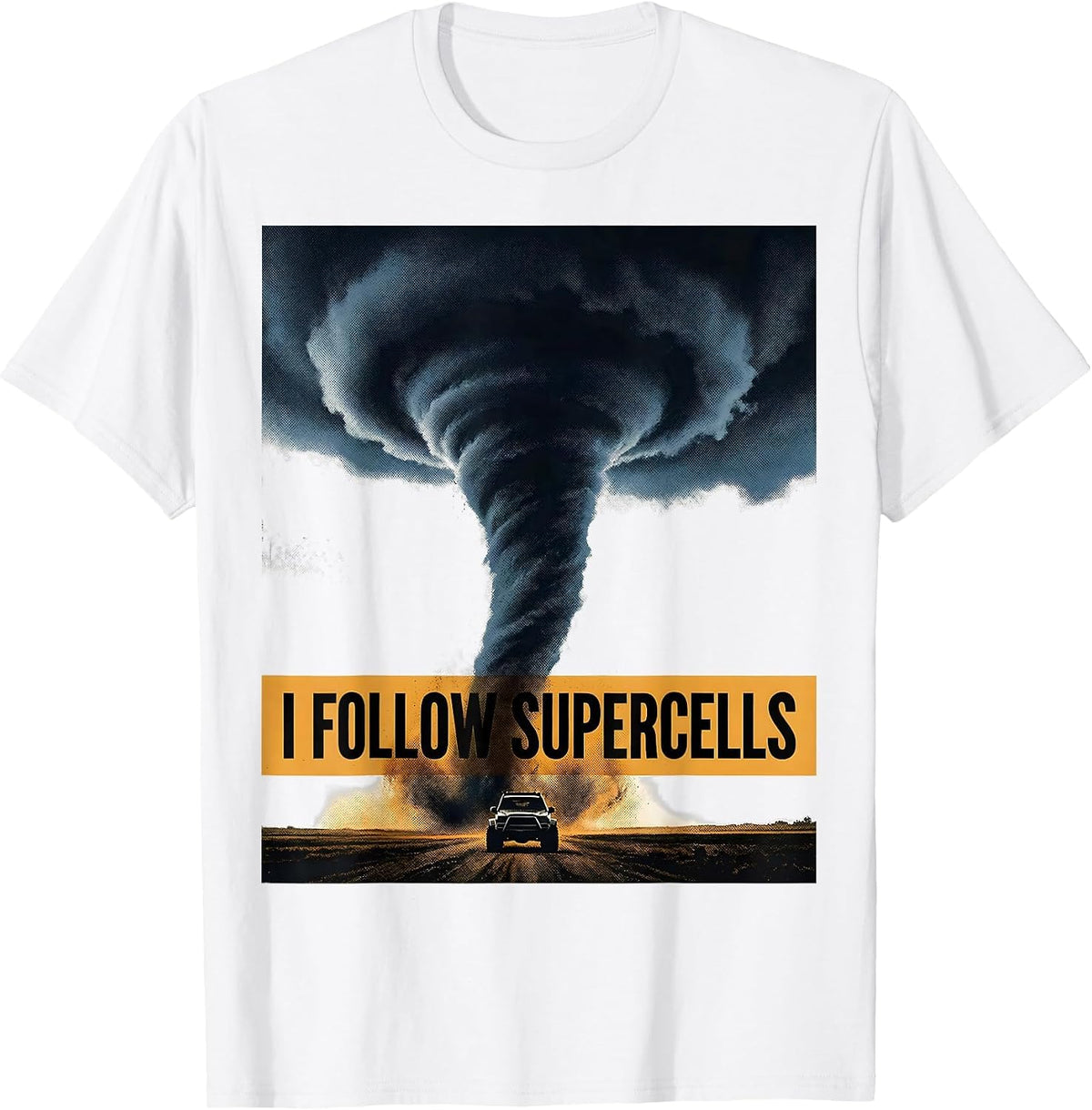 Men's I Follow Supercells Photo Screenprint Expressive Meteorology T-Shirt - White