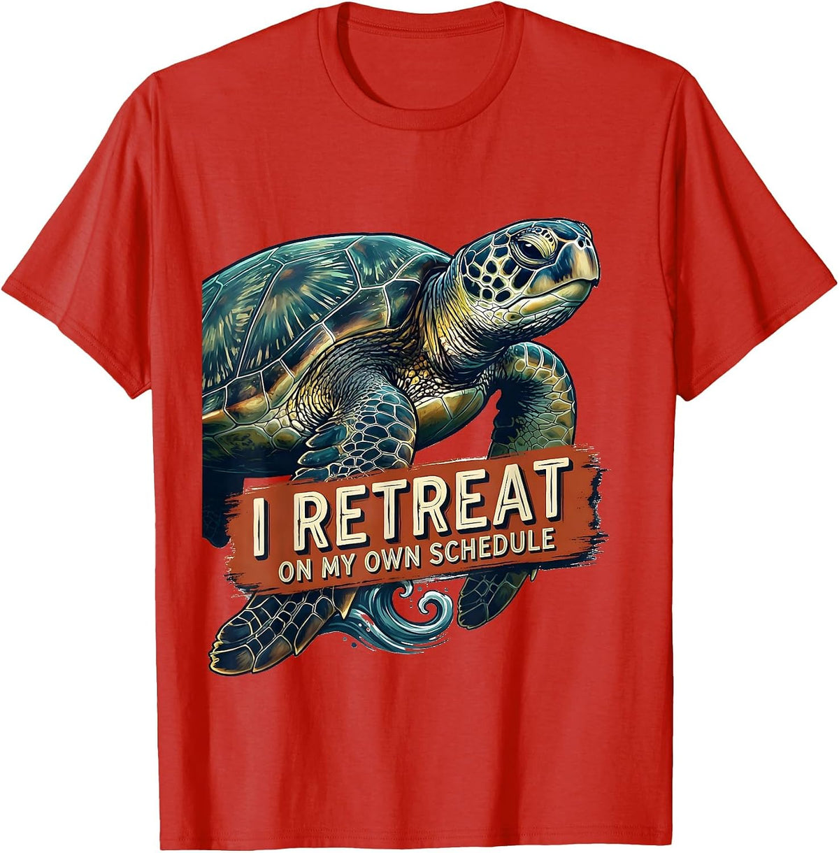 Men's I Retreat On My Own Schedule Funny Sea Turtle Ocean Animal T-Shirt - Red