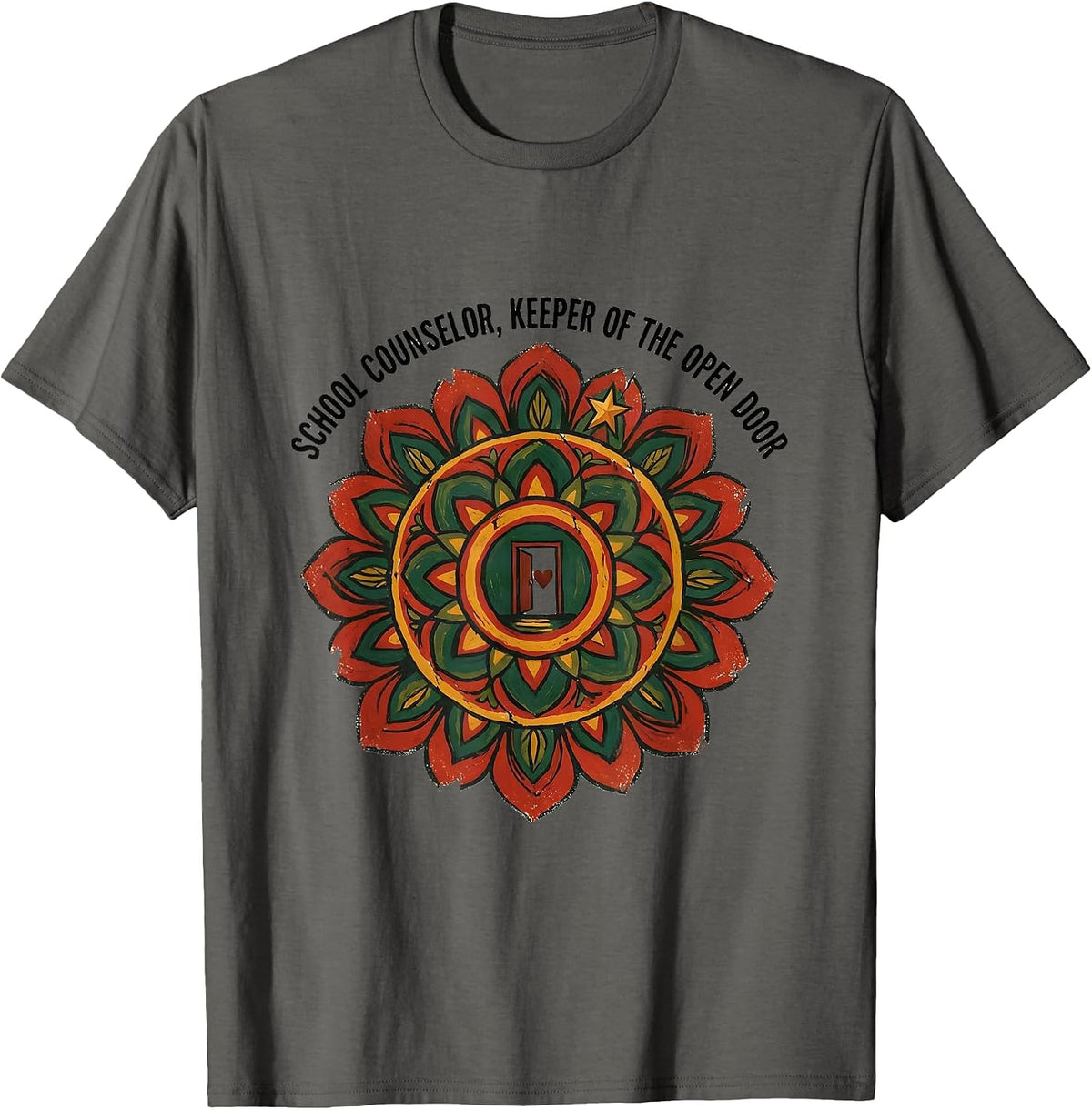 Men's School Counselor, Keeper Of The Open Door Funny T-Shirt - Asphalt Grey