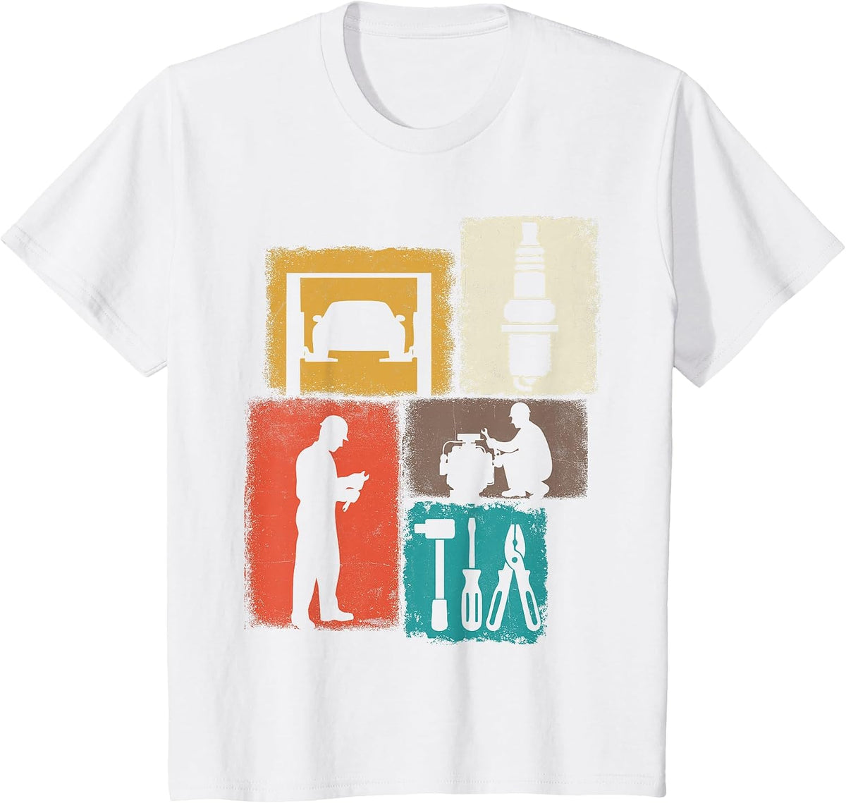 Mechanic Vintage Collage Auto Technician Men T-Shirt - White