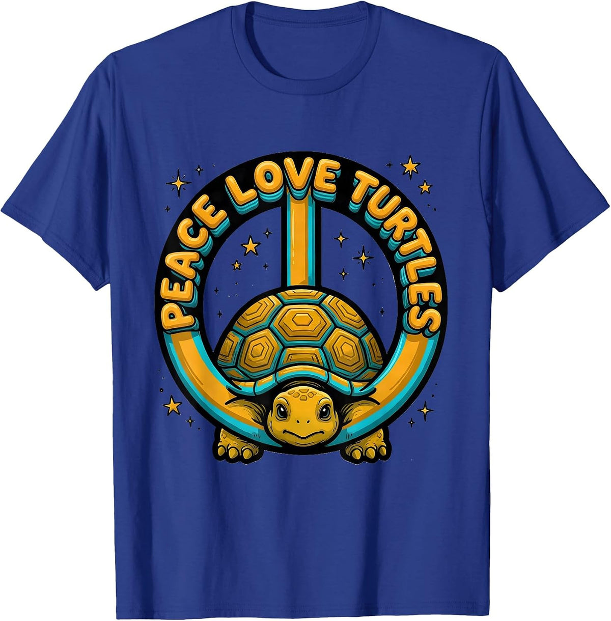 Peace Love Turtles Retro Hippie 60s 70s Peace Sign Nostalgia T-Shirt - Royal Blue