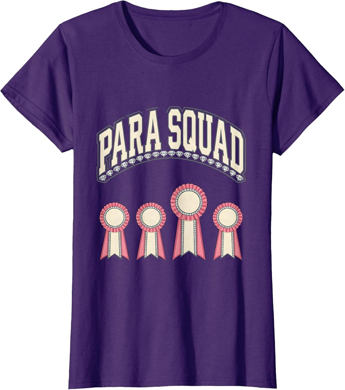 Women's Para Squad Sparkle Varsity Paraeducator Appreciation Teacher T-Shirt - Purple