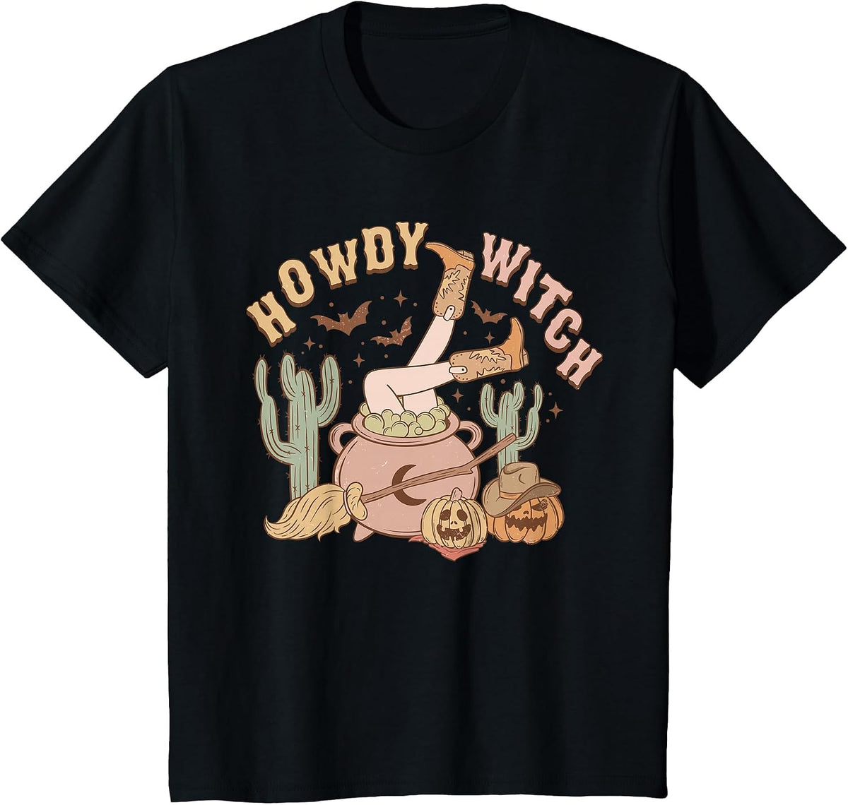 Howdy Witch Cowgirl Rodeo Western Halloween T-Shirt - Black