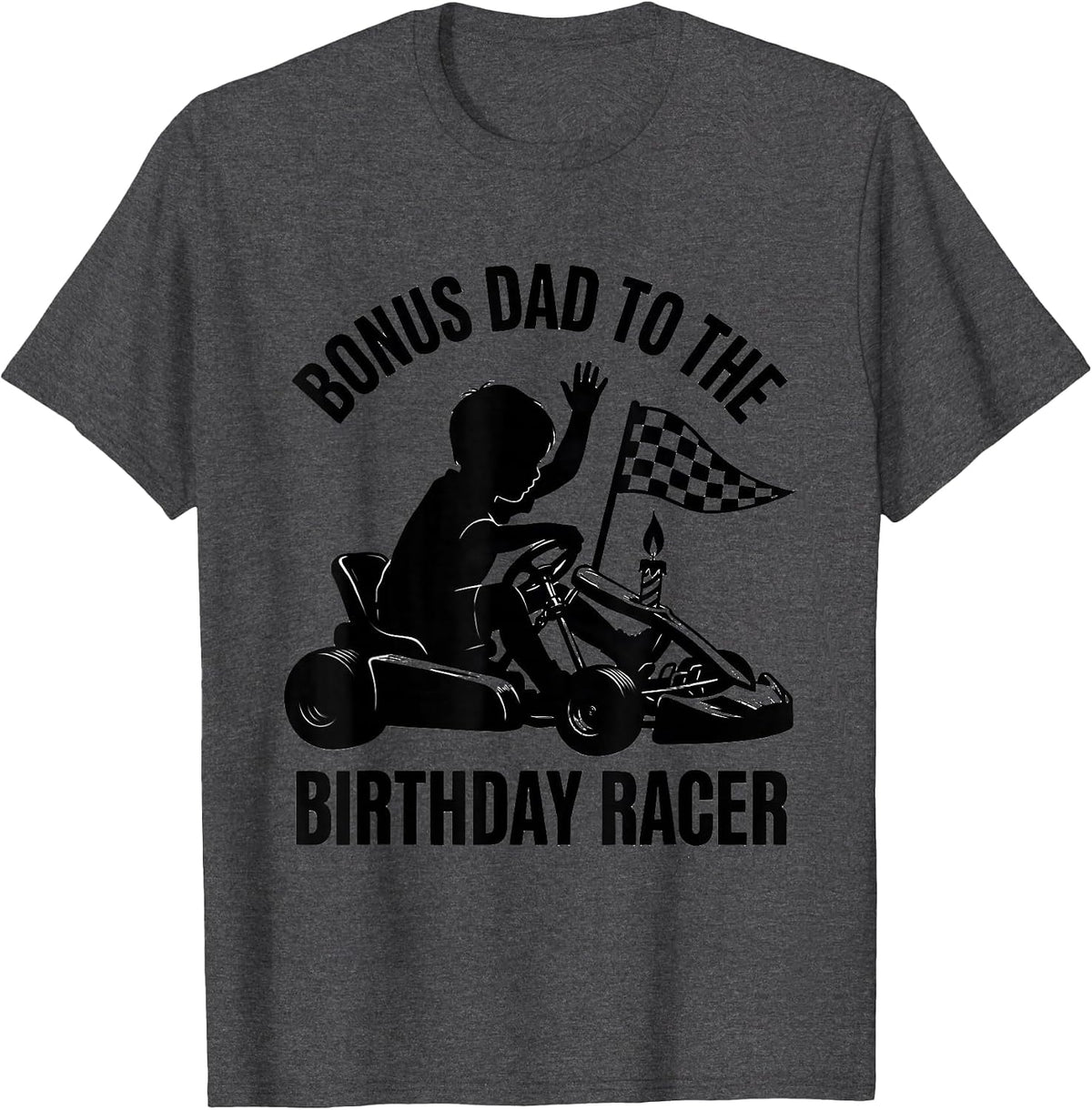 Men's Bonus Dad To The Birthday Racer Pit Crew Race Car Birthday T-Shirt - Dark Heather Grey