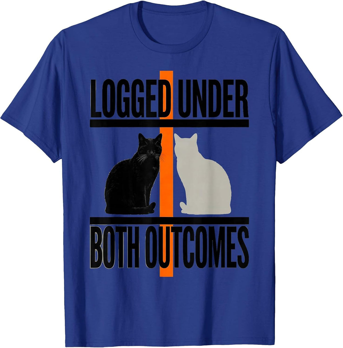 Logged Under Both Outcomes Brutalist Physics Nerd Humor T-Shirt - Royal Blue