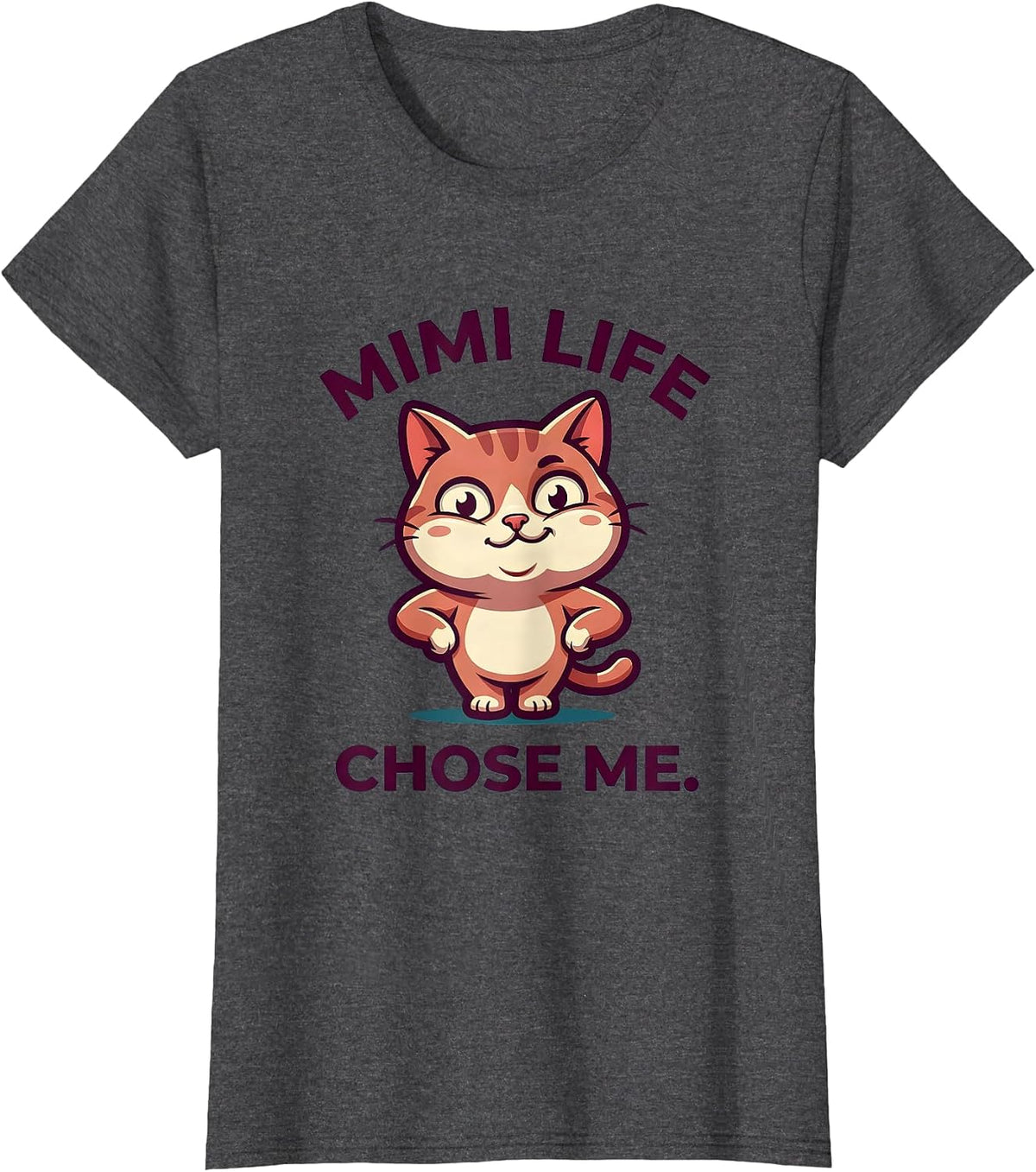 Women's Mimi Life Chose Me Grandma Quote Design T-Shirt - Dark Heather Grey