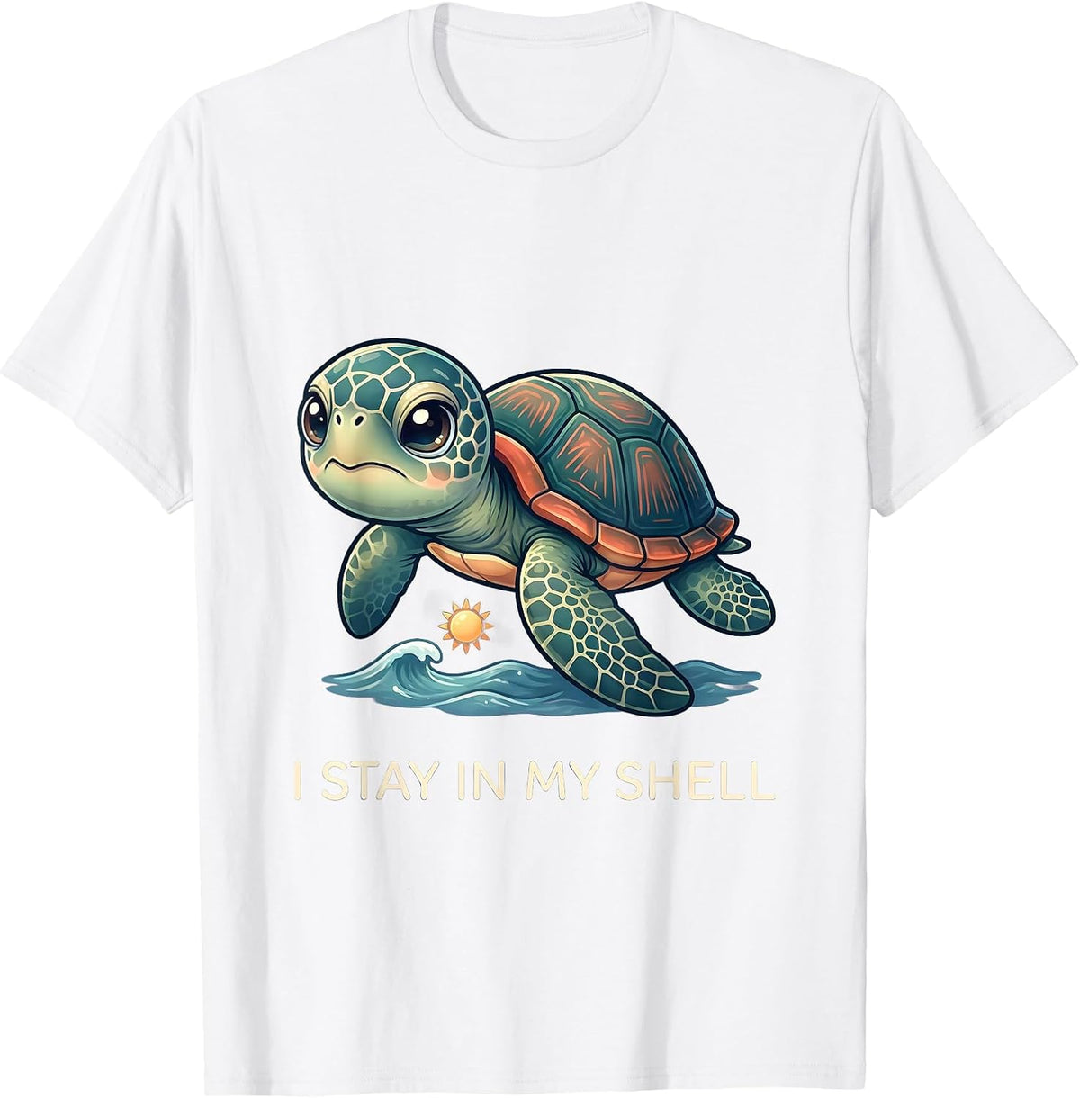 Men's I Stay In My Shell Cute Kawaii Sea Turtle Tropical Vacation T-Shirt - White