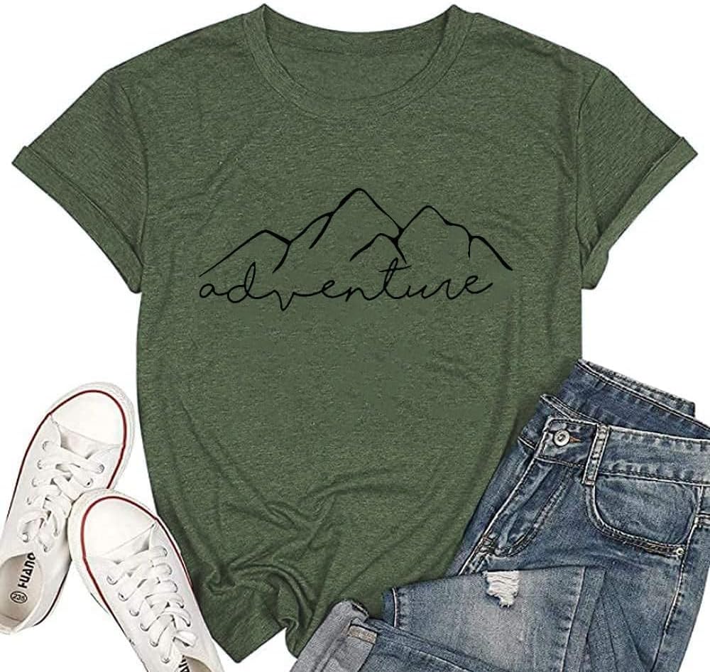 Women Mountain Adventure Workout Tanks Hiking Camping Graphic Athletic Sleeveless Funny Tee Tops - Olive Green