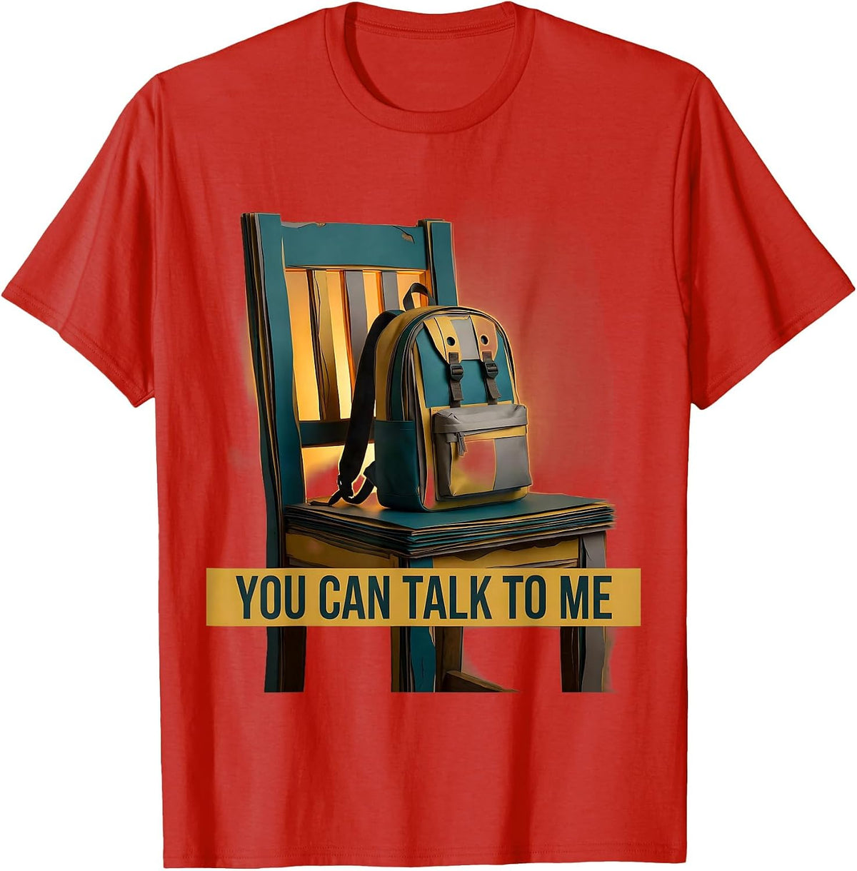 Men's You Can Talk To Me Warm Paper Cutout School Counselor Staff T-Shirt - Red