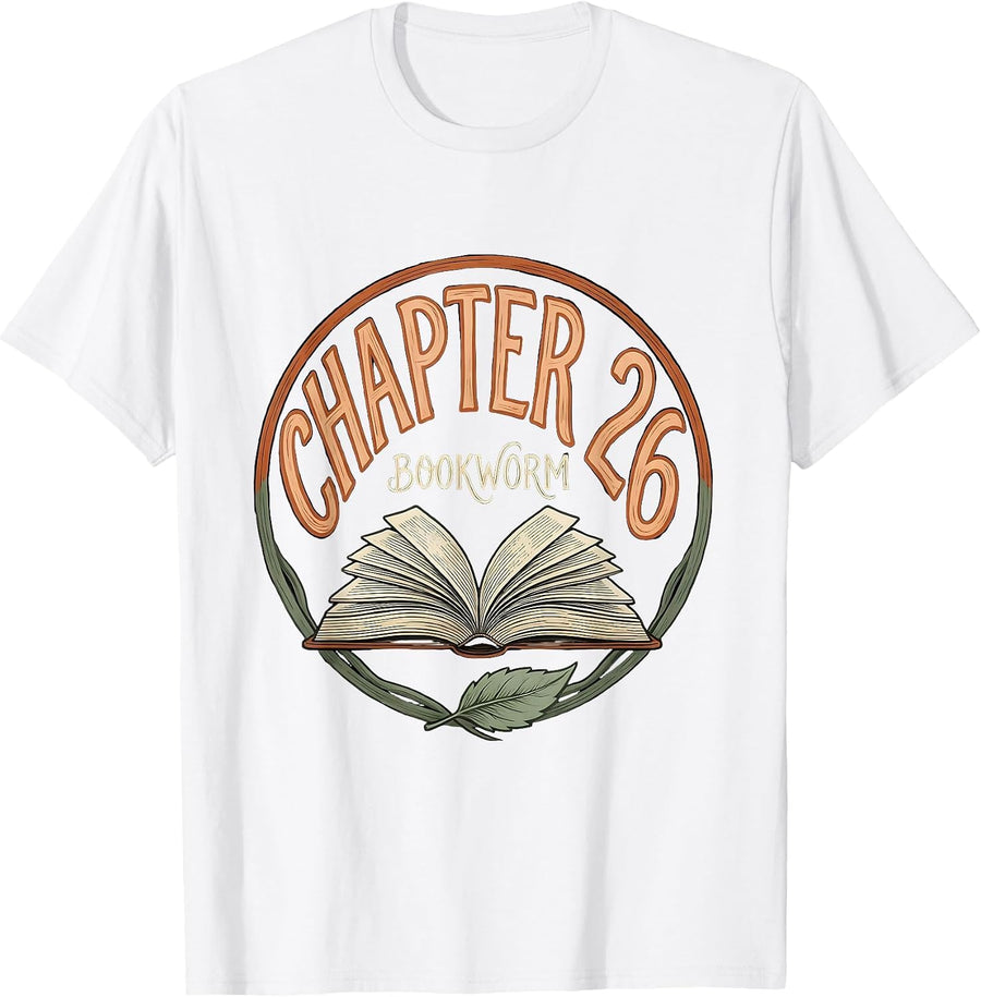 Men's Chapter 26 Bookworm Boho Typography Birthday Gift T-Shirt - White
