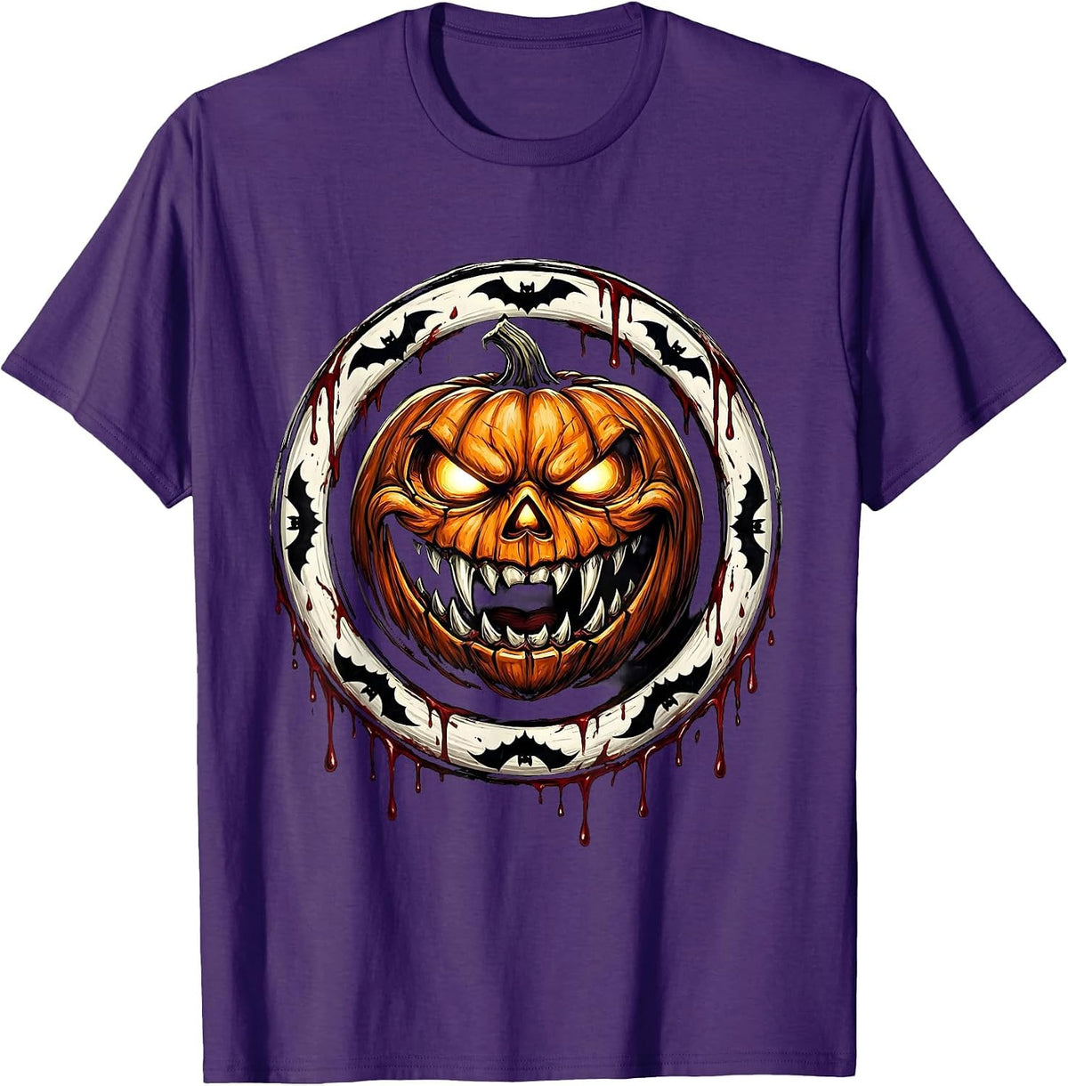 Vampire Jack-O-Lantern Halloween Dental Design T-Shirt - Purple