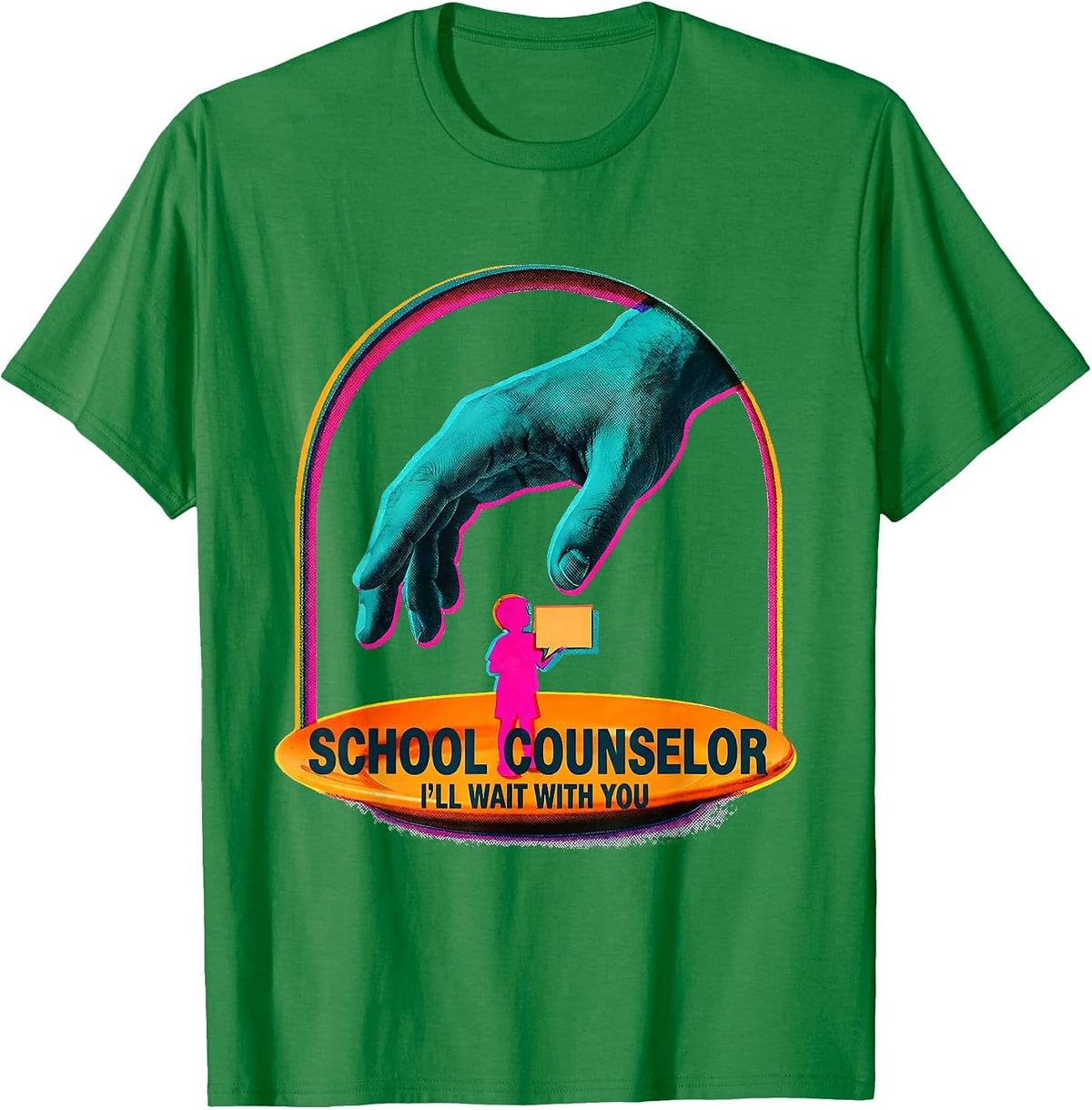 Men's School Counselor I’ll Wait With You Warm Humor Mental Health T-Shirt - Kelly Green