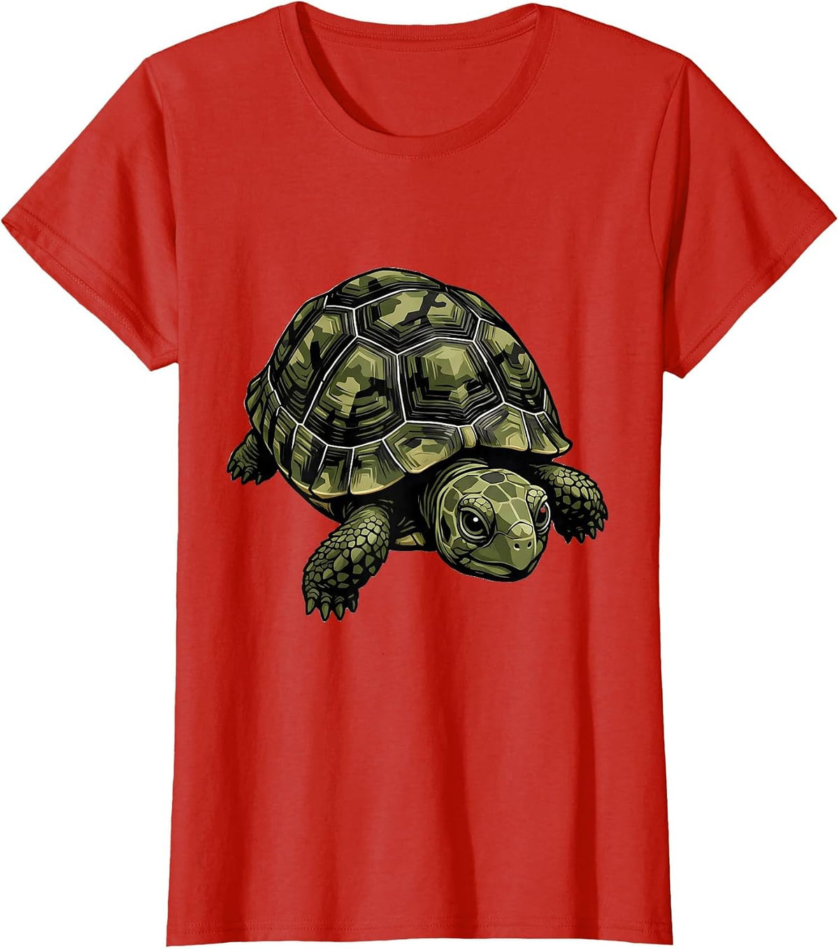 Baby Turtle Camo Shell Kids Graphic Design T-Shirt - Red