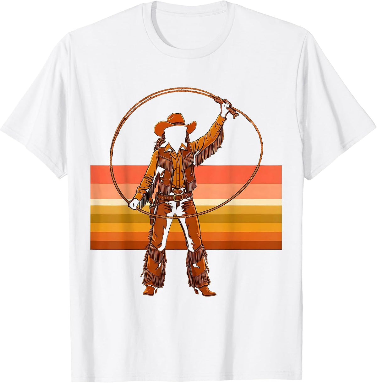 Men's Cowgirl Lasso Twirl Western Rodeo Graphic T-Shirt - White